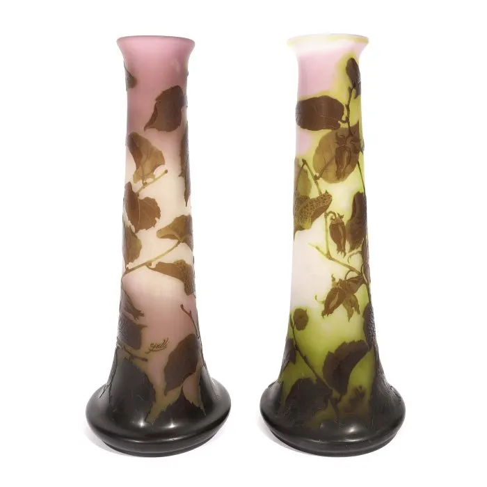 ”Noisetiers”- pereche de vase Gallé, Art Nouveau, cca. 1910-1920