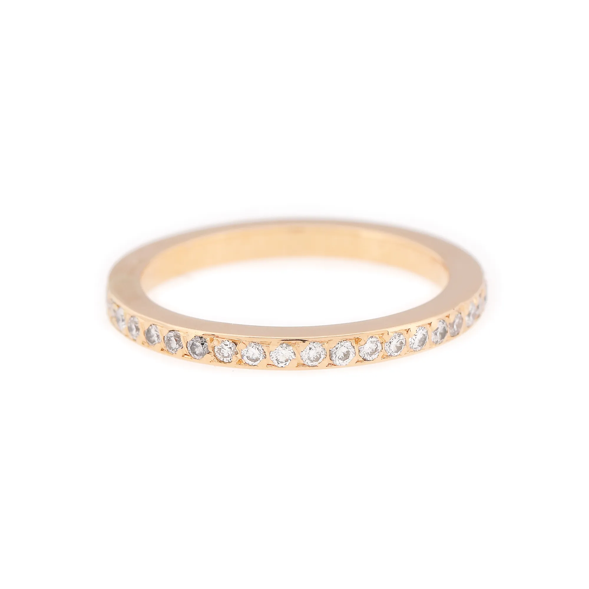 Rose gold ring decorated with diamonds