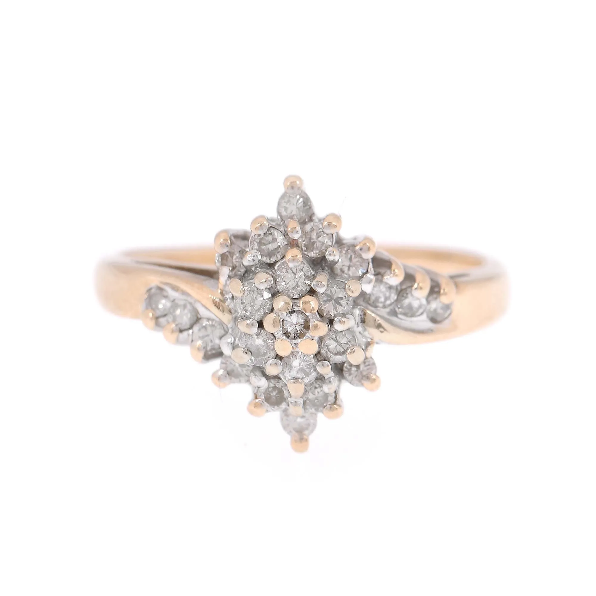 Gold ring decorated with diamonds