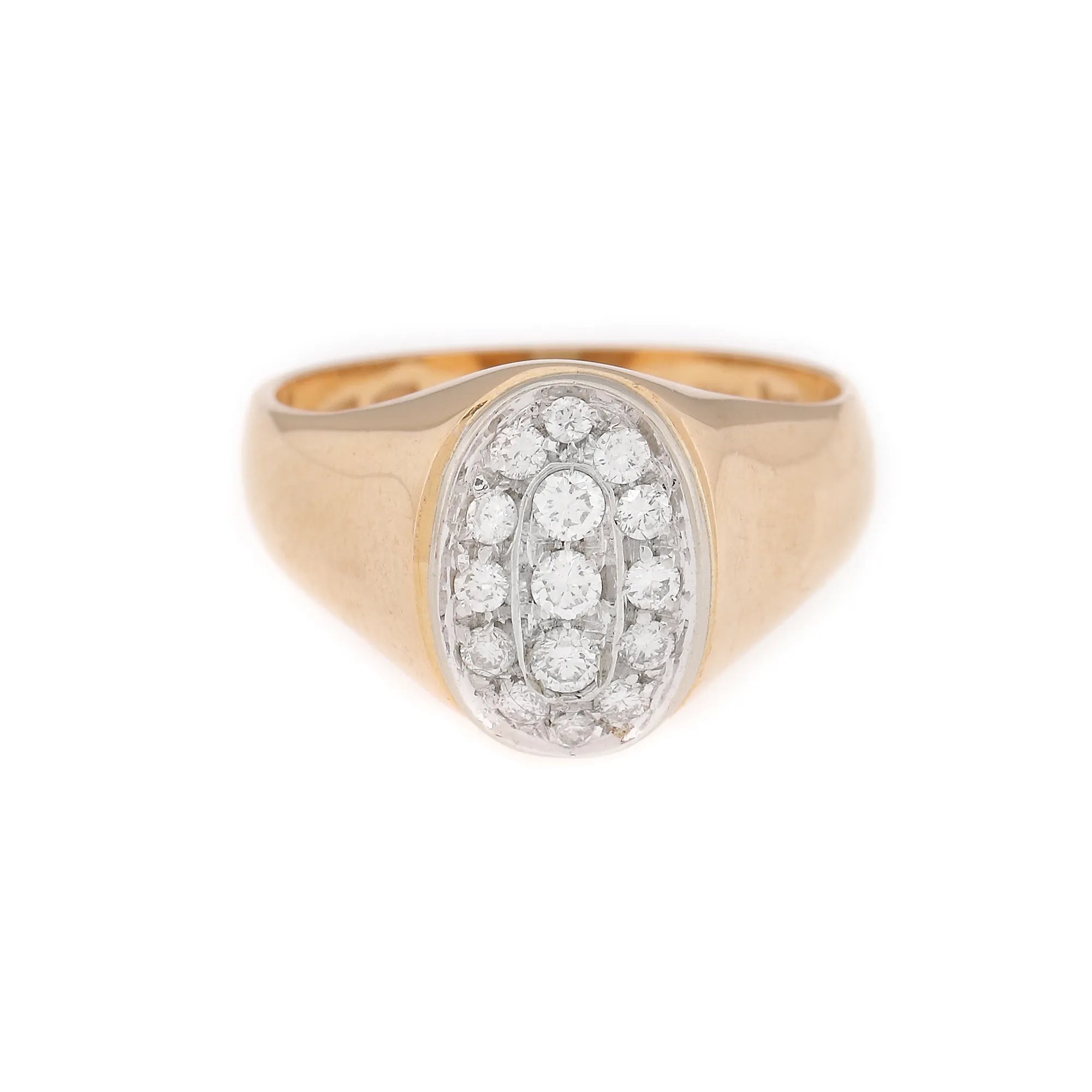 Gold ring decorated with diamond paving