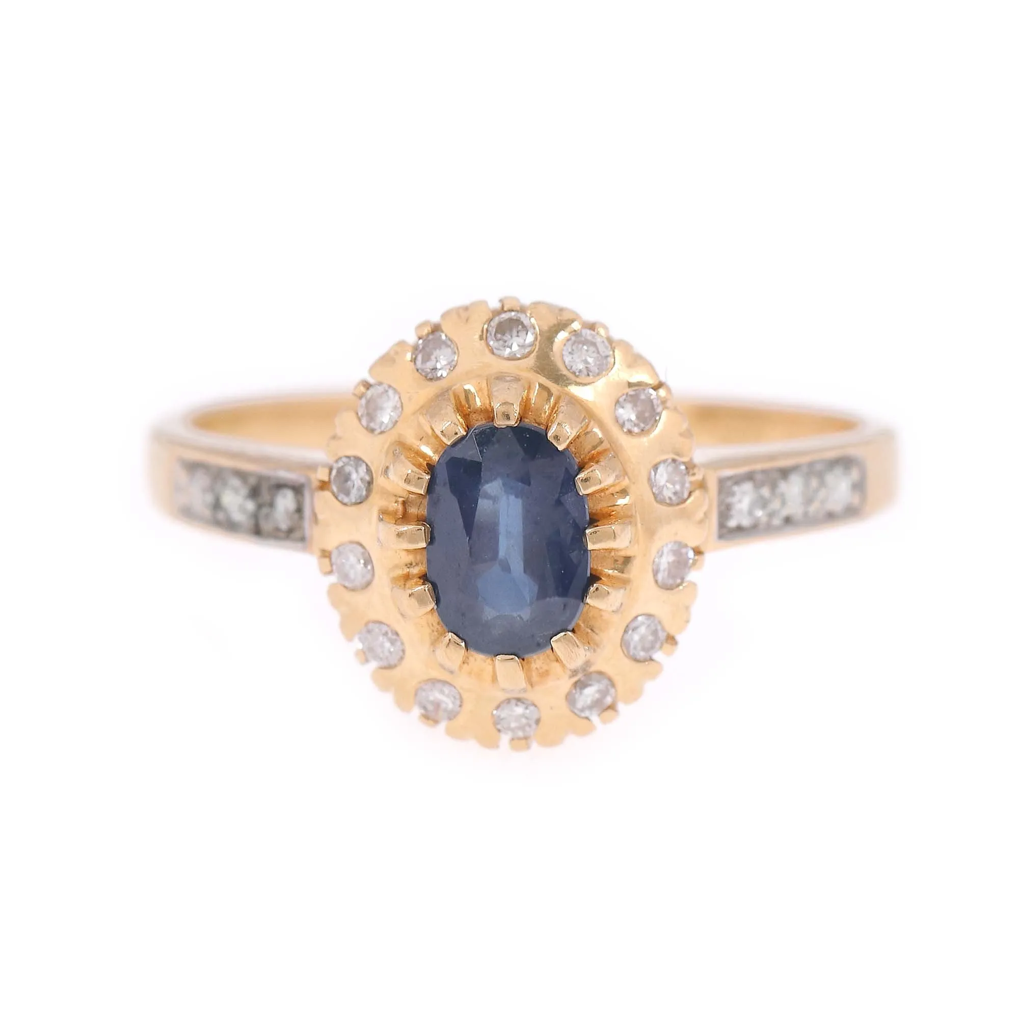 Inel din aur, decorat cu safir și diamante