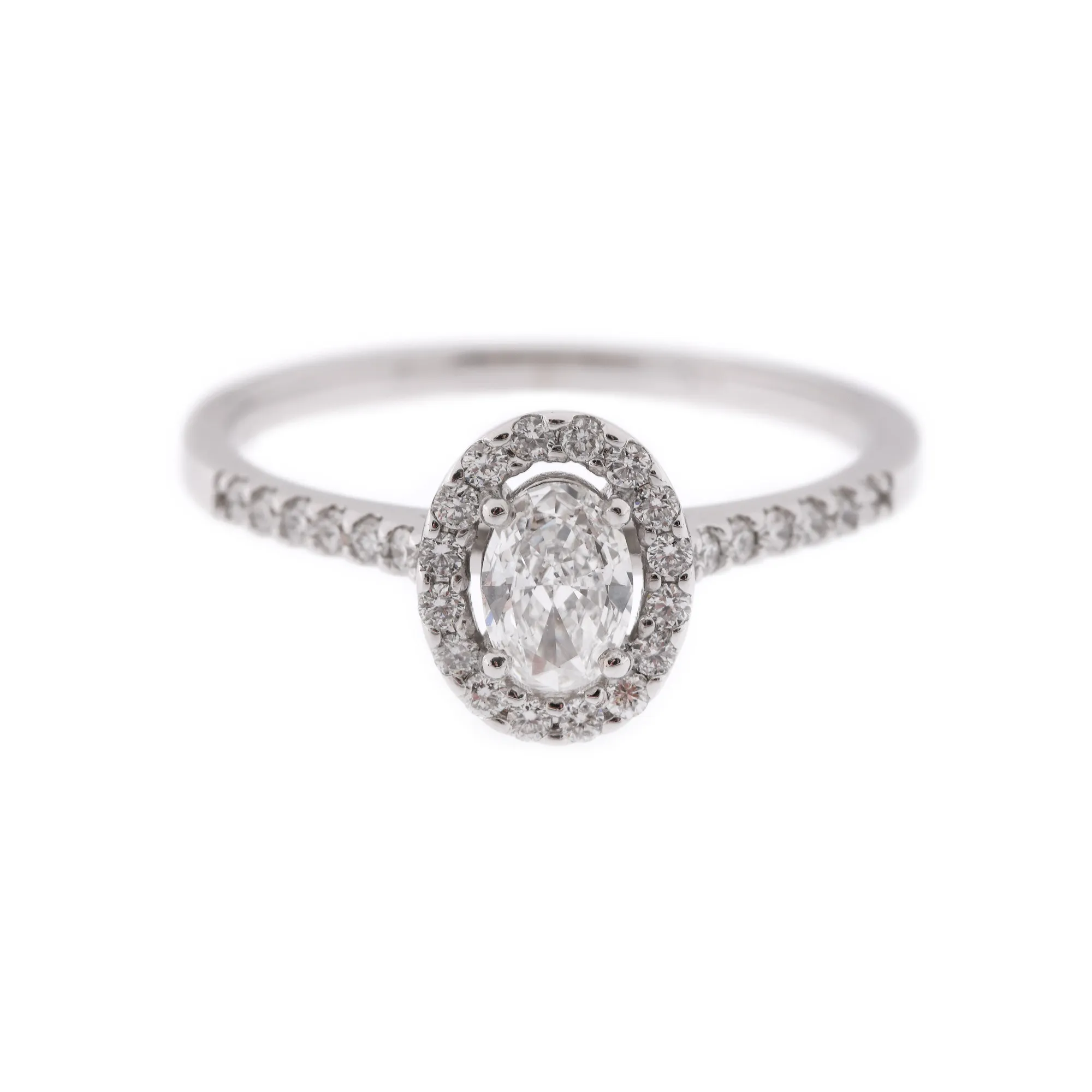 White gold ring, adorned with brilliant cut diamonds, GIA gemmological certificate