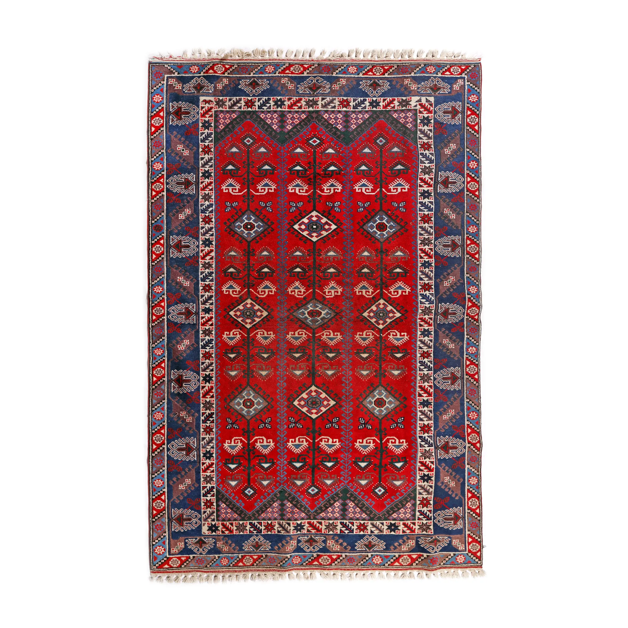 Covor Dosemealti din lână, decorat cu motiv pomului vieții stilizat, Turcia