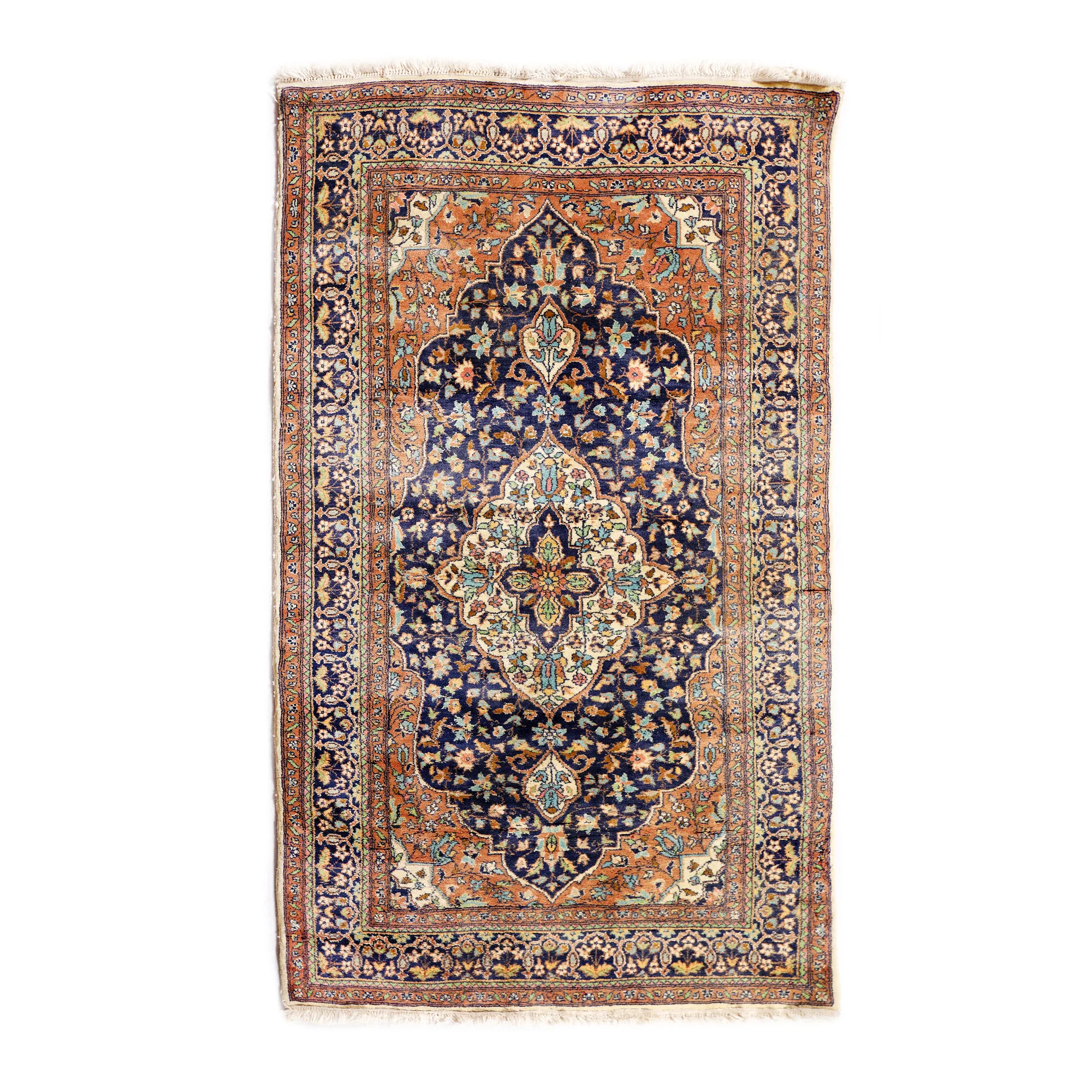 Covor Tabriz din lână, decorat cu firide decorative și palmete, Iran