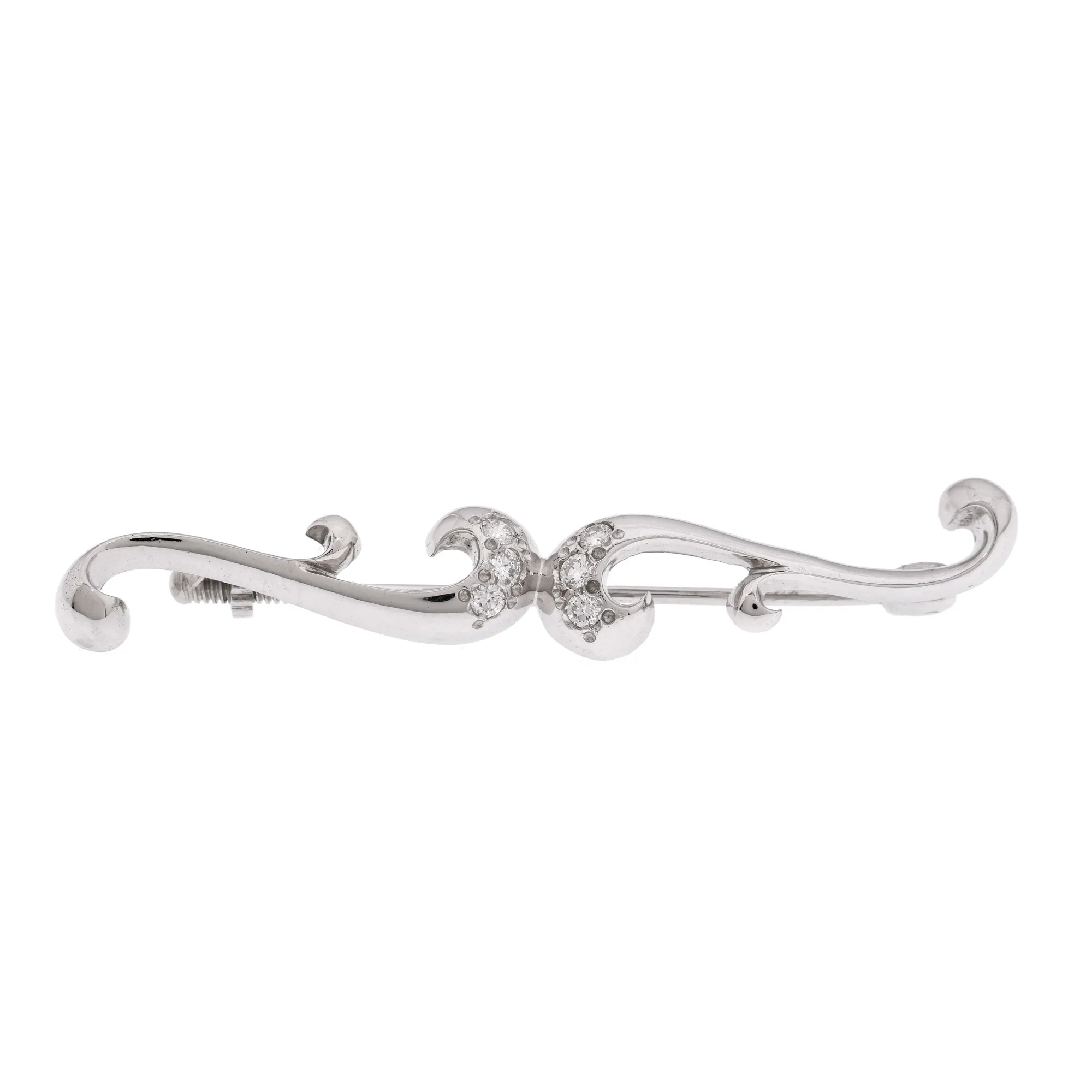 White gold brooch, decorated with diamonds