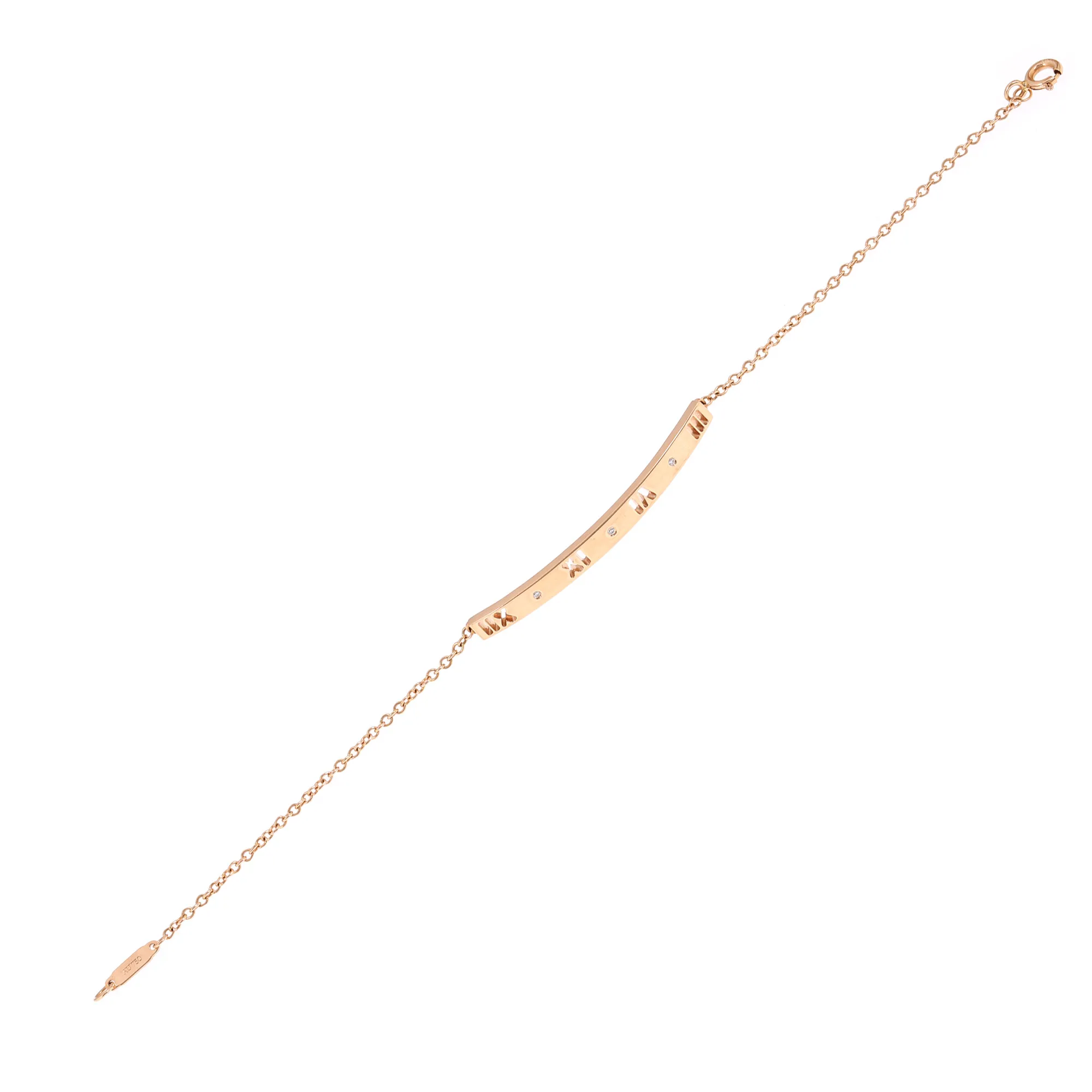Brățată Tiffany & Co din aur, cu decor traforat numerale romane, decorată cu diamante