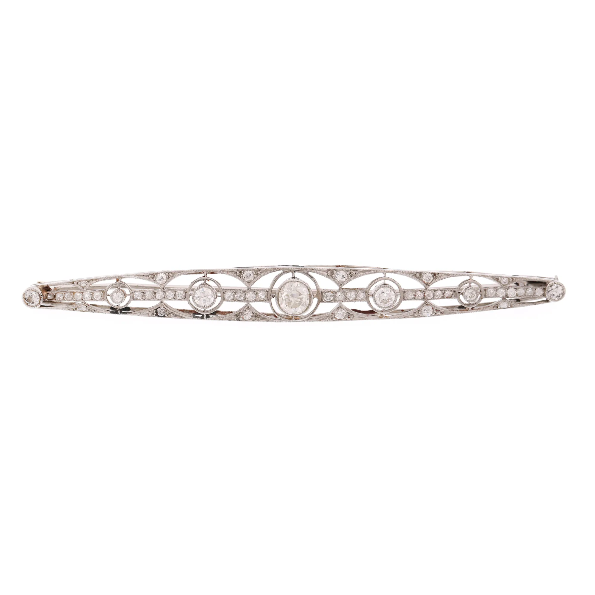 Broșă Art Deco din platină, decorată cu diamante, cca. 1920