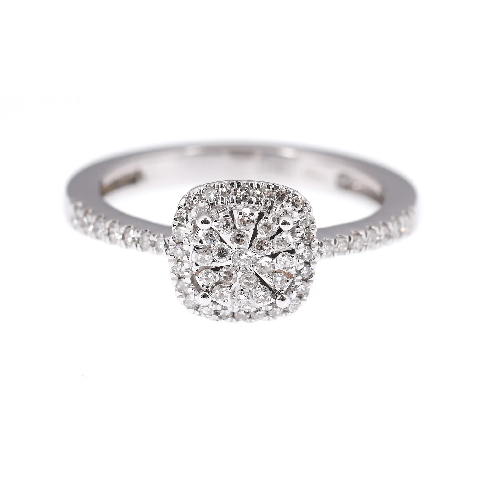 White gold ring, decorated with diamonds