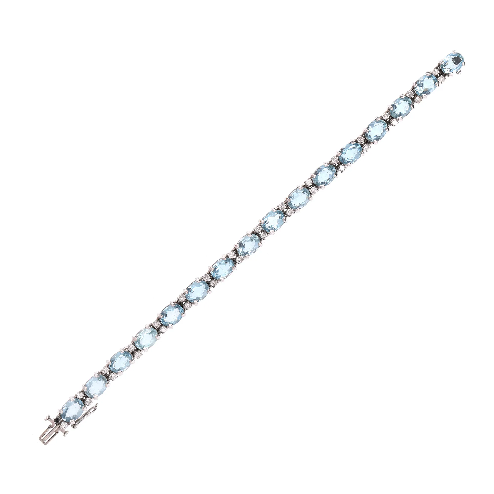 White gold bracelet, decorated with aquamarines and diamonds