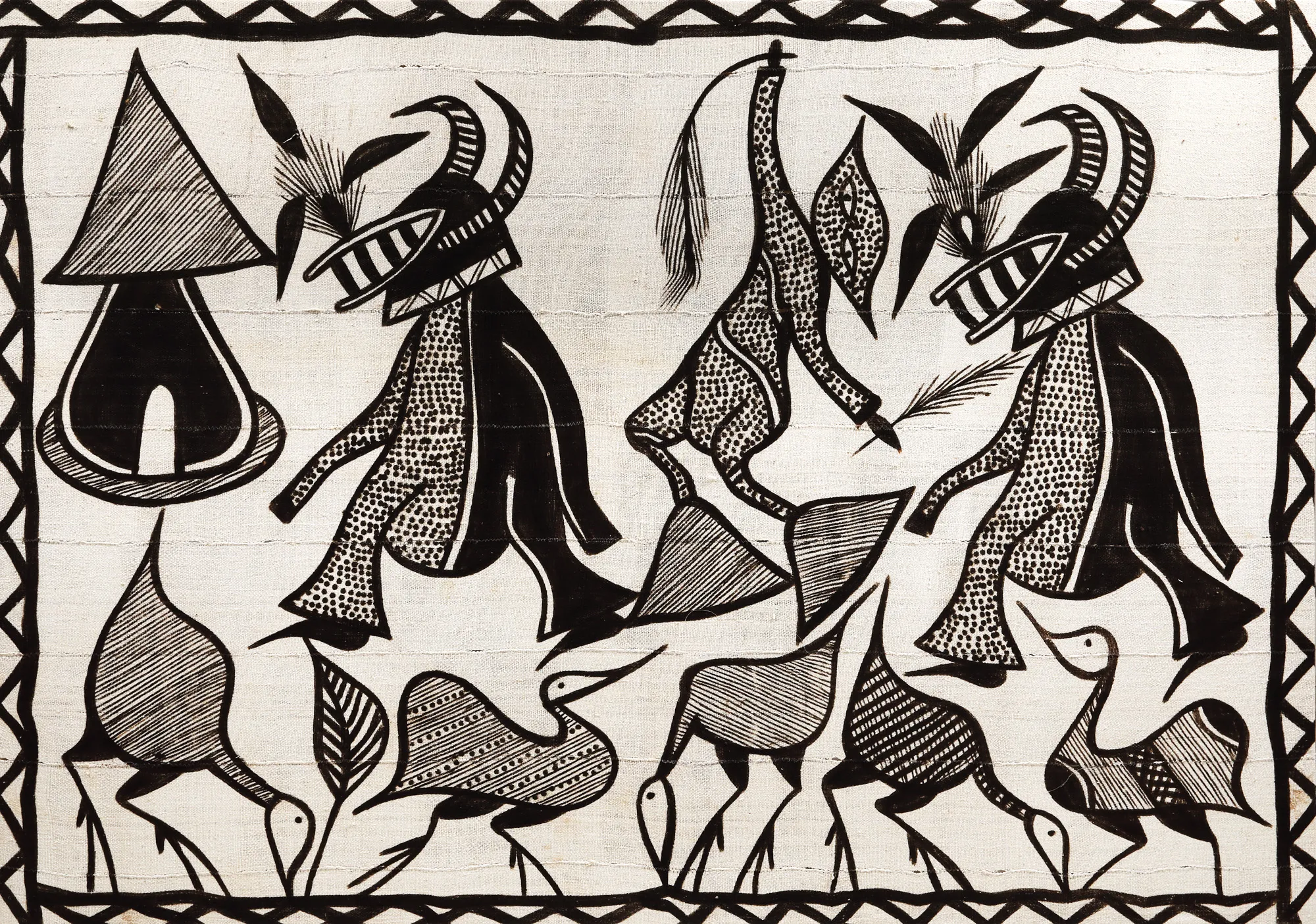 Tribal tapestry, decorated with local deities and motifs, with a protective role, specific for the Senufo people, Côte d'Ivoire, Africa