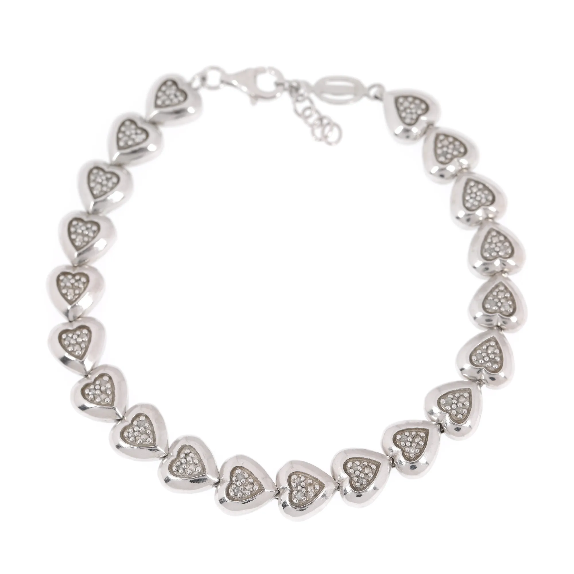 Silver bracelet decorated with diamonds