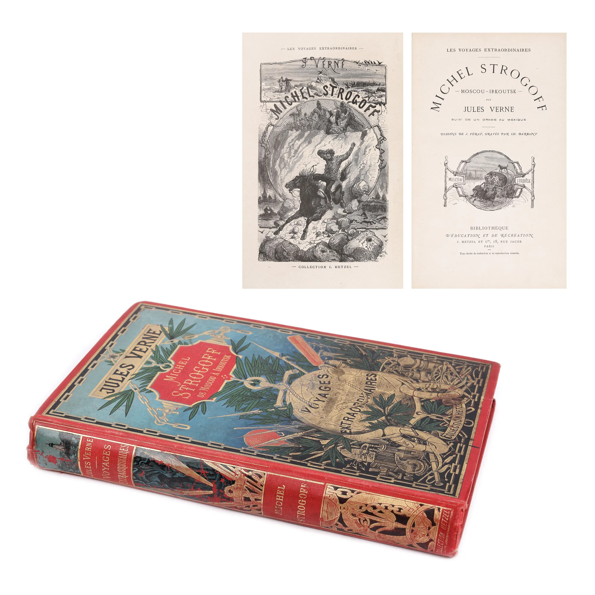 ”Michel Strogoff: de la Moscova la Irkuts”, de Jules Verne, franceză, Paris, 1889, exemplar bibliofil, cu 93 ilustratții de J. Ferat