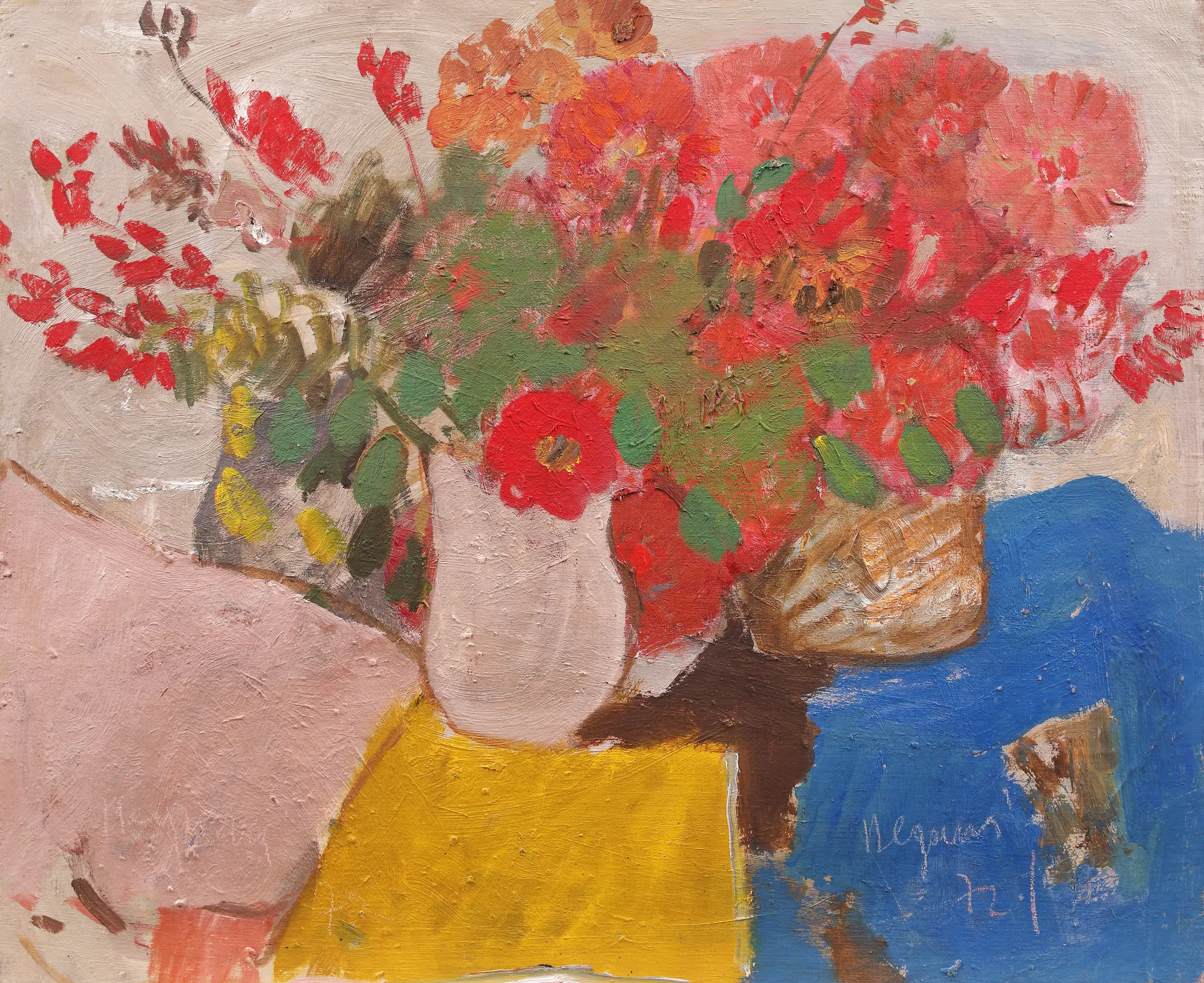 Crizanteme și flori de măceș