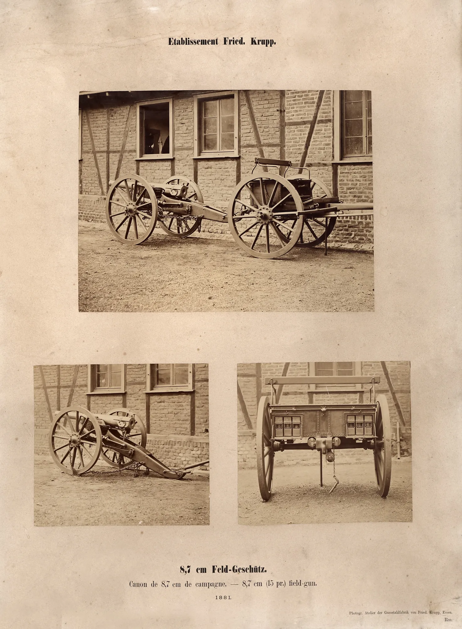 Fotografie ilustrând tunul ”Krupp” de 87 mm, model 1881, folosit de Armata Română în Primul Război Mondial