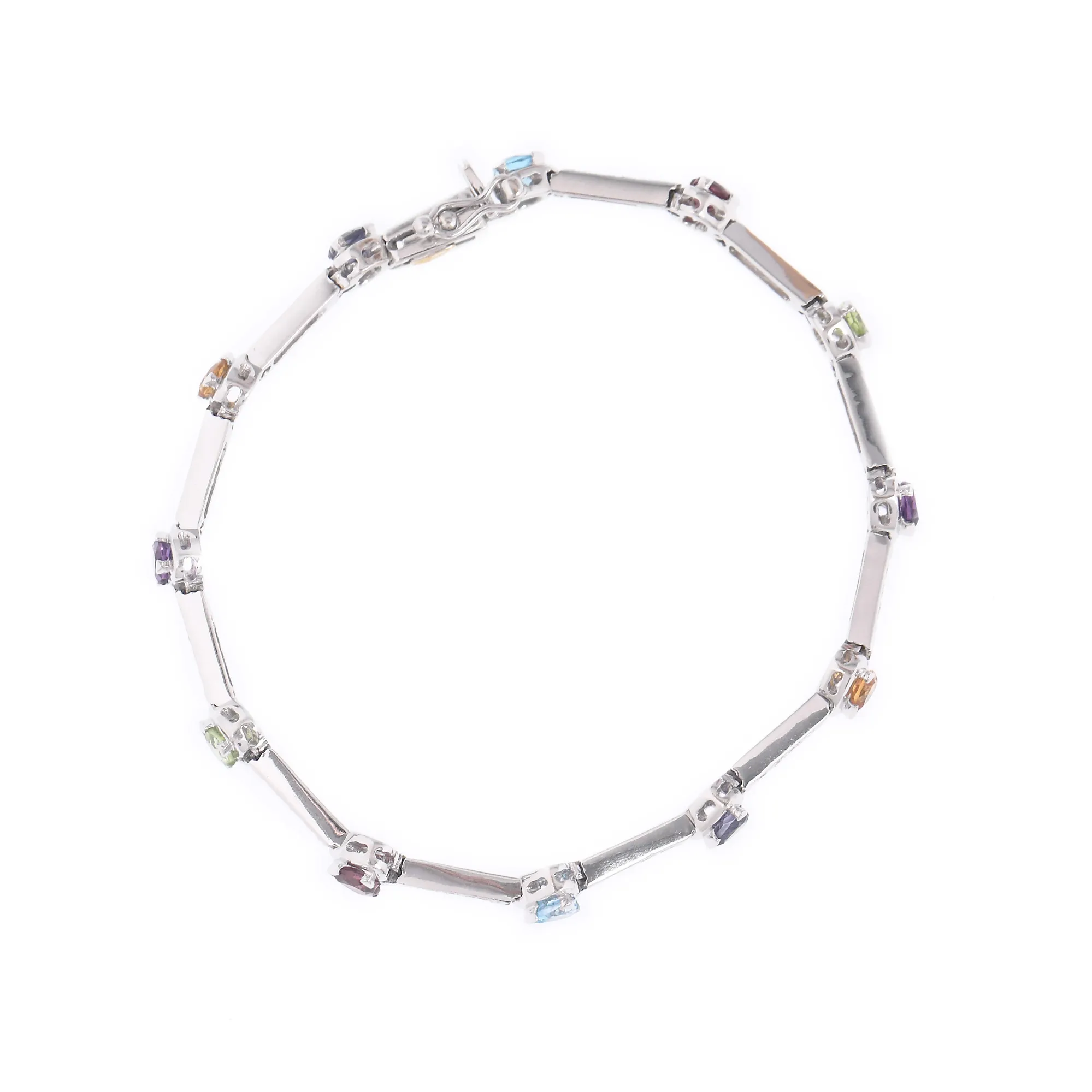 Brățară Recarlo din aur alb, decorată cu diamante și pietre prețioase multicolore