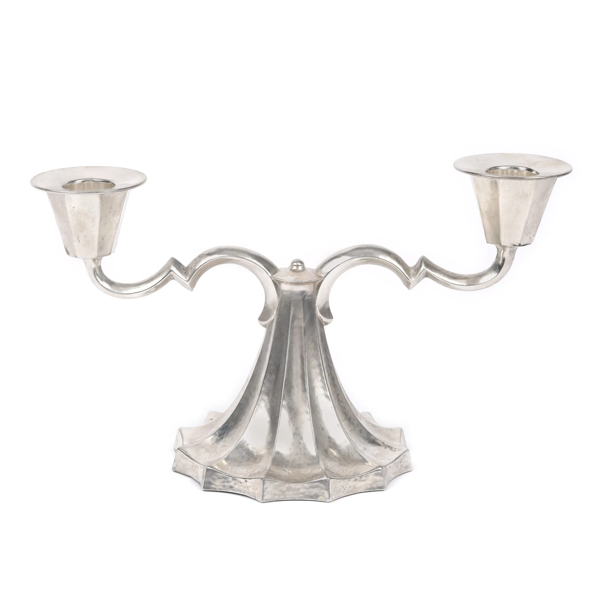 Art Deco silver candelabrum with two lights, by master Christian F. Heise, 1930