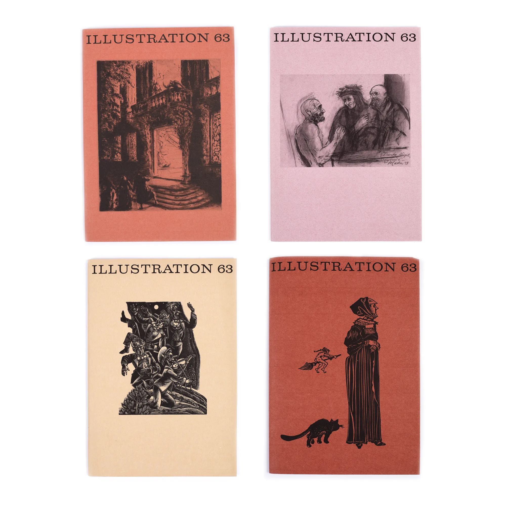 Lot format din patru reviste ”Illustration 63”, germană, Memmingen, 1991-1998, cu 17 gravuri originale, de colecție