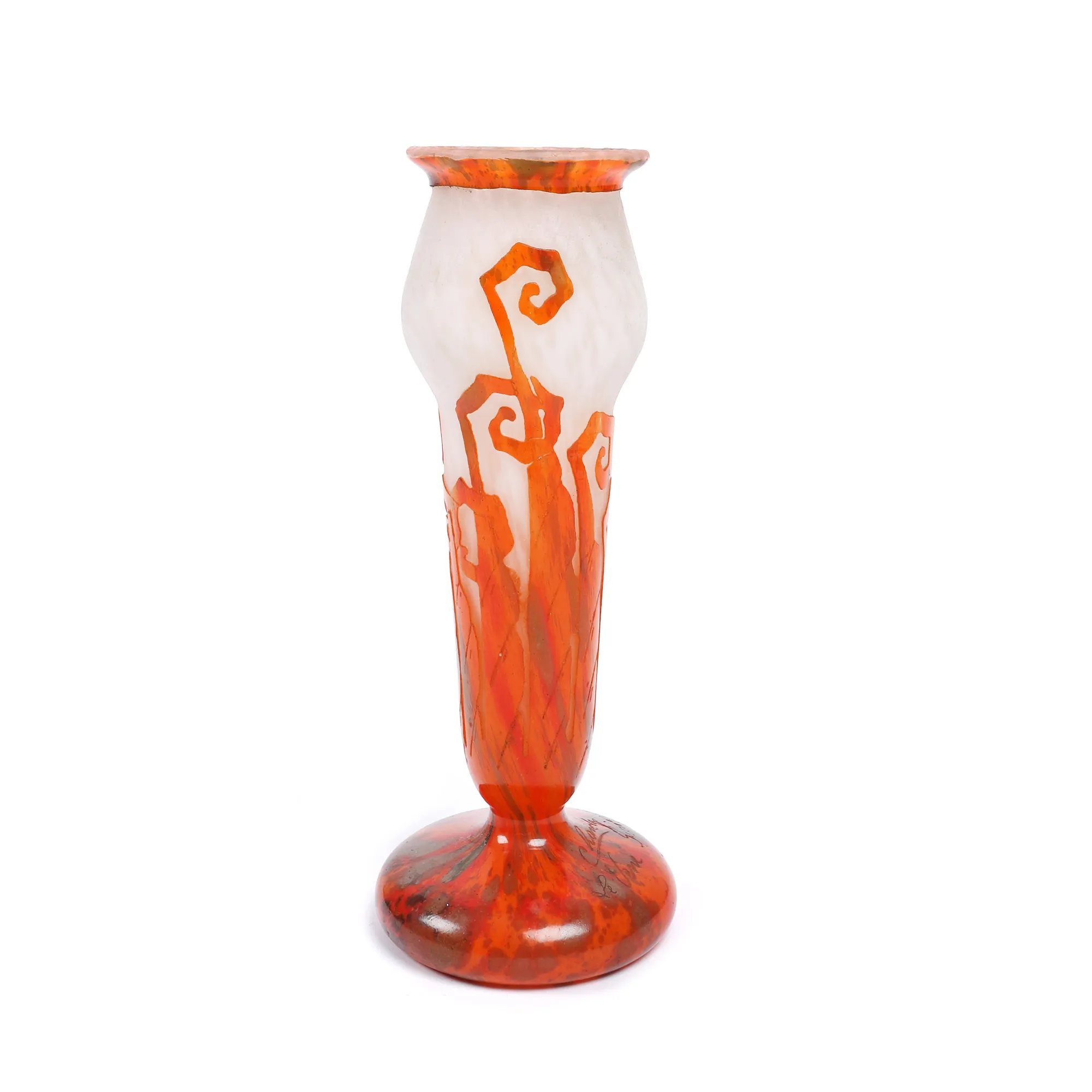 "Fougères" - vas Charles Schneider, în stil Art Deco, decorat cu frunze de ferigi stilizate, cca. 1920