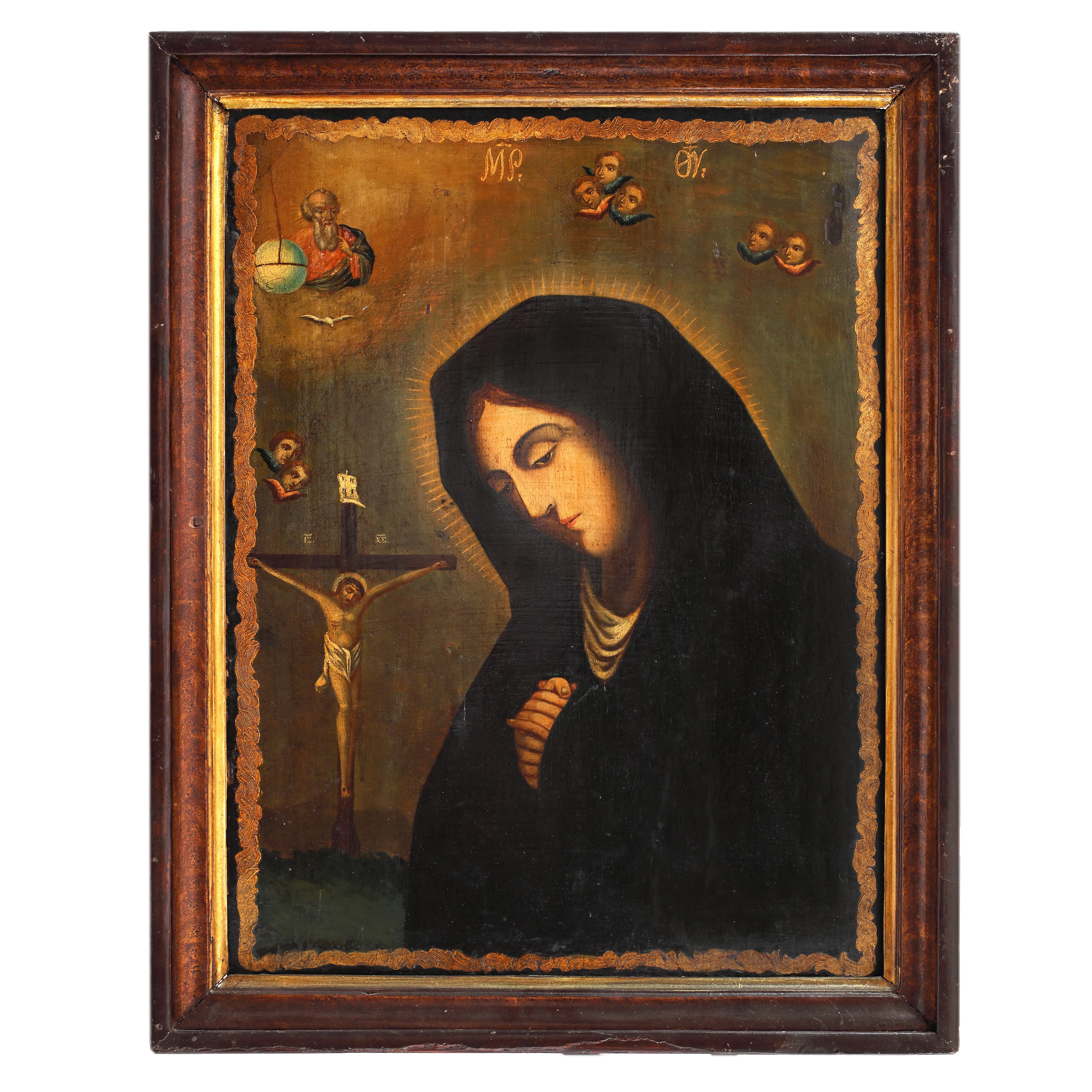 Icon on wood, "Bereaved Virgin Mary", Romanian school (possibly Căldărușani), second half of the 19th century