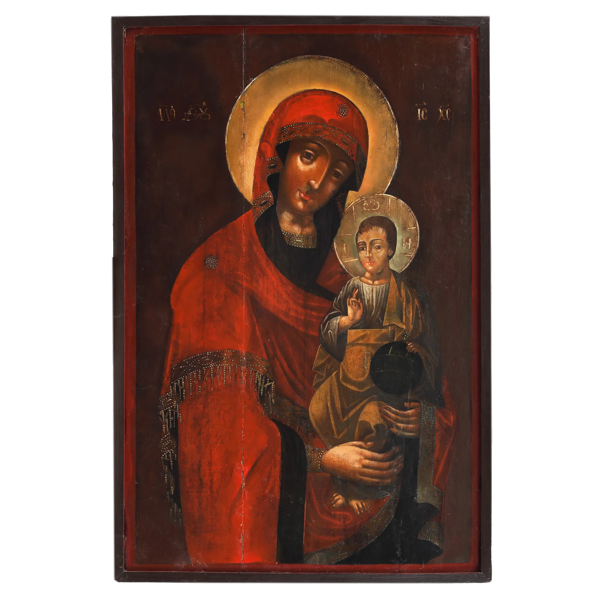 Royal icon on wood, "Virgin Mary with Christ Child", Romanian school, first half of the 19th century