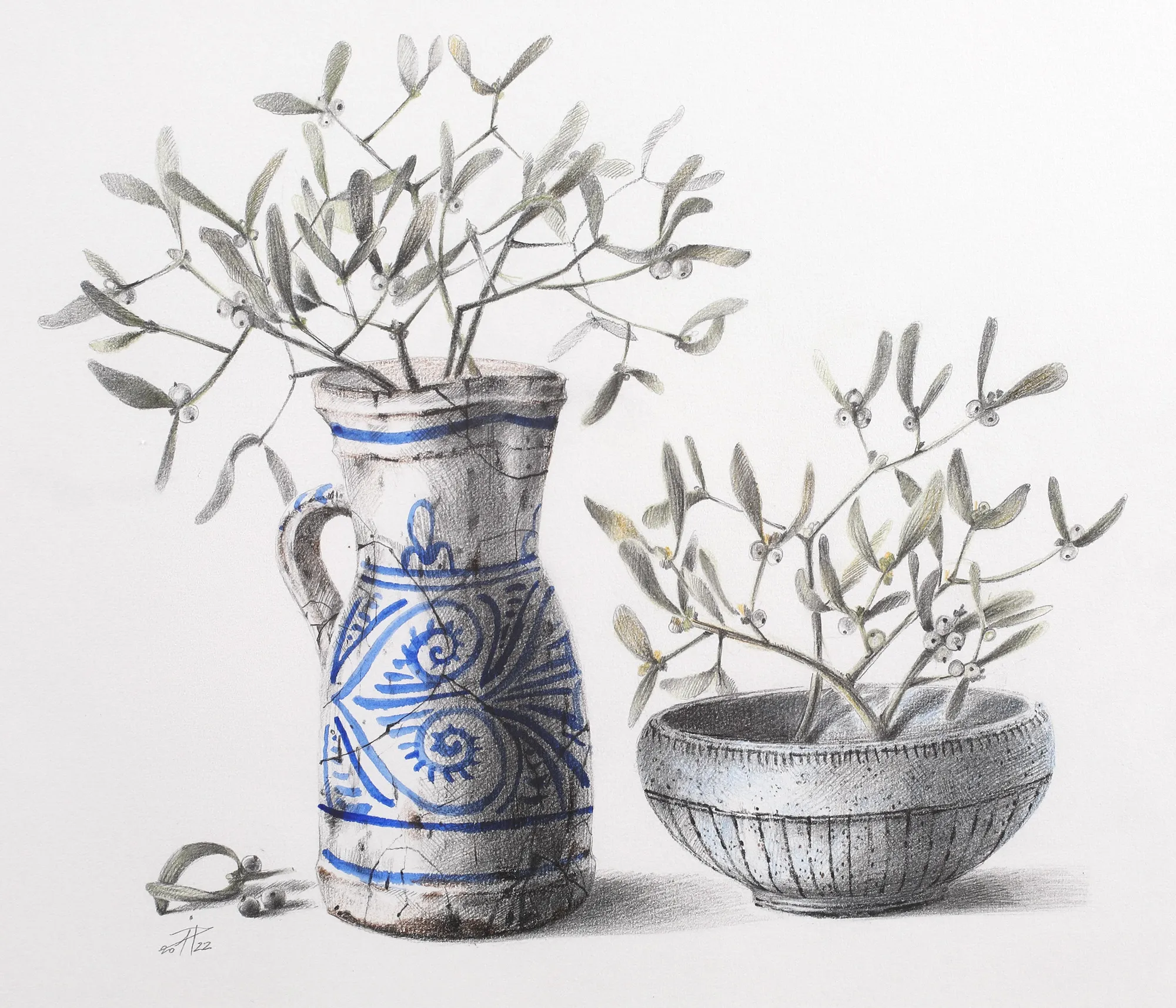 Still life with mistletoe