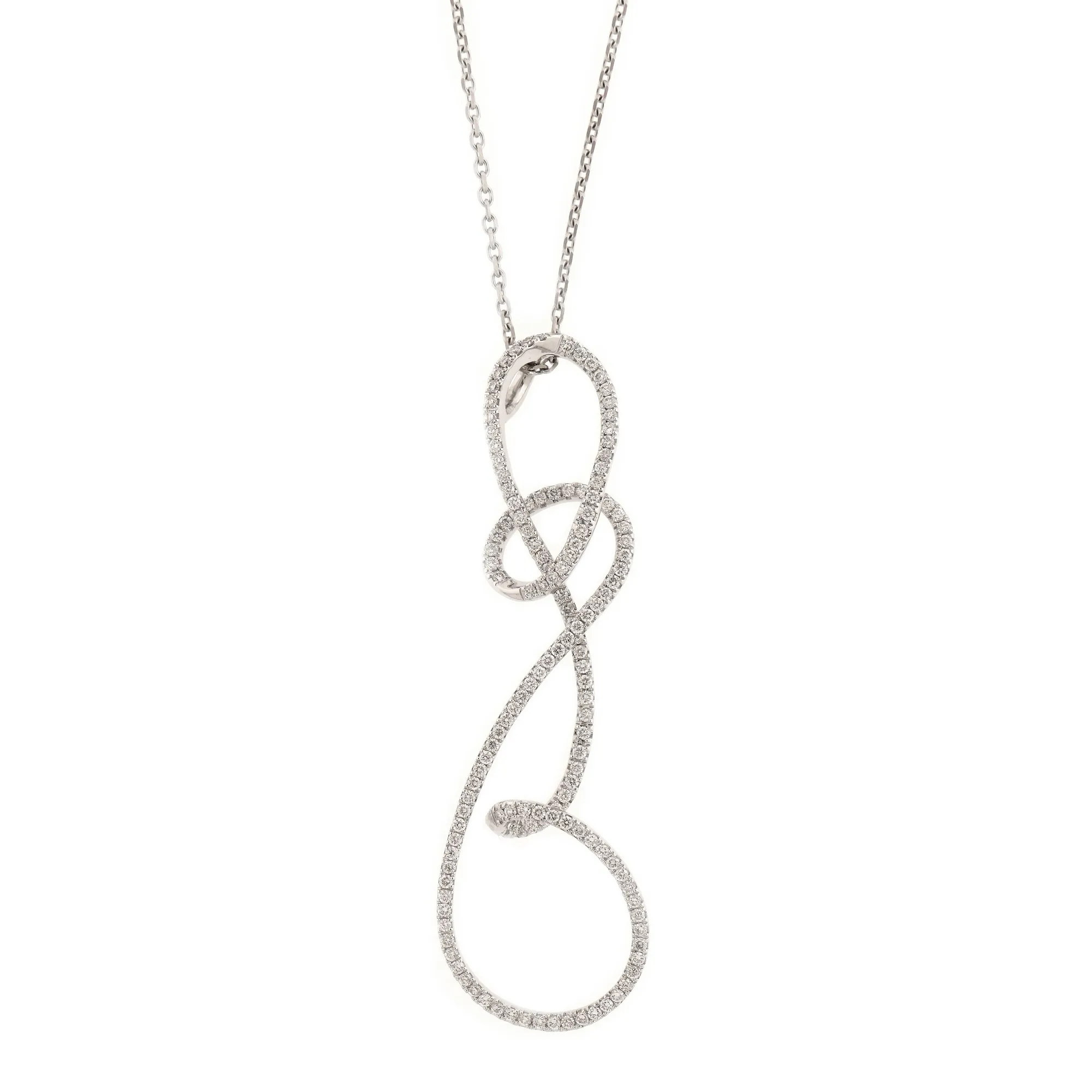 White gold pendant necklace, decorated with diamonds