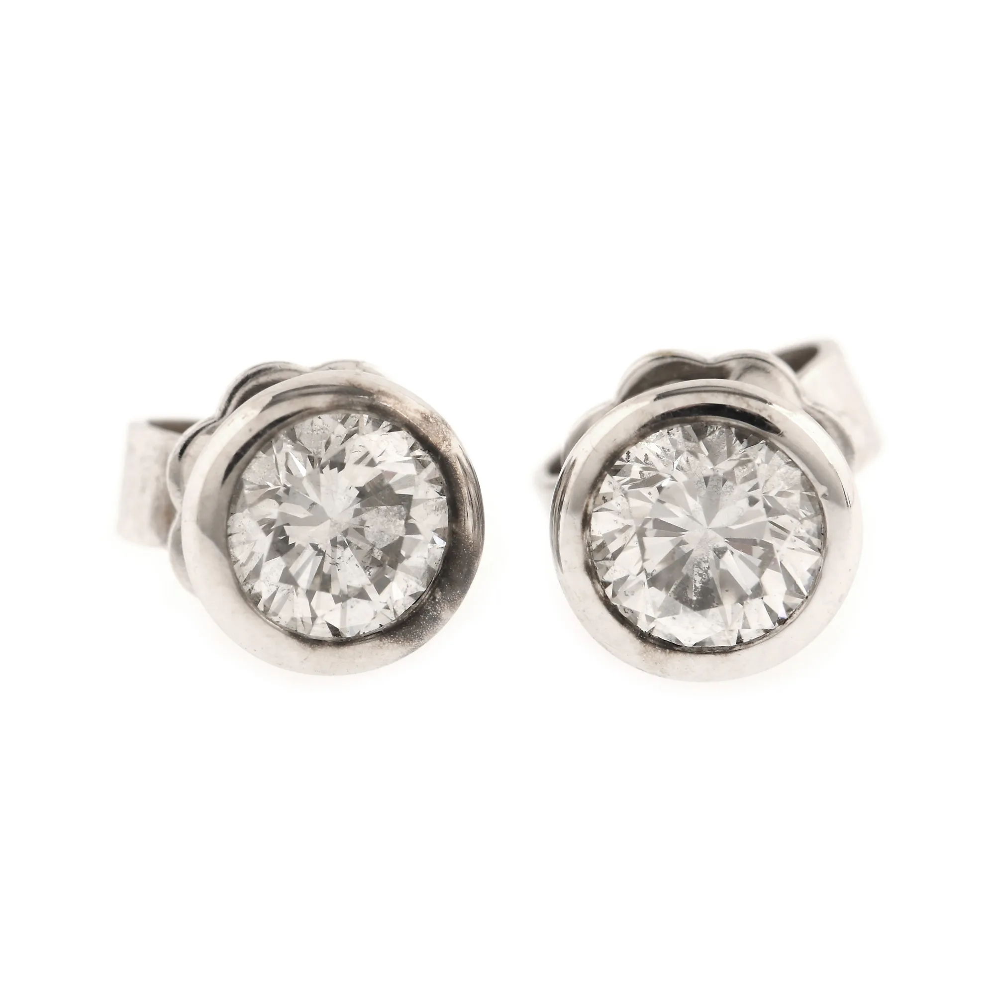 Pair of rings in white gold, decorated with brilliants
