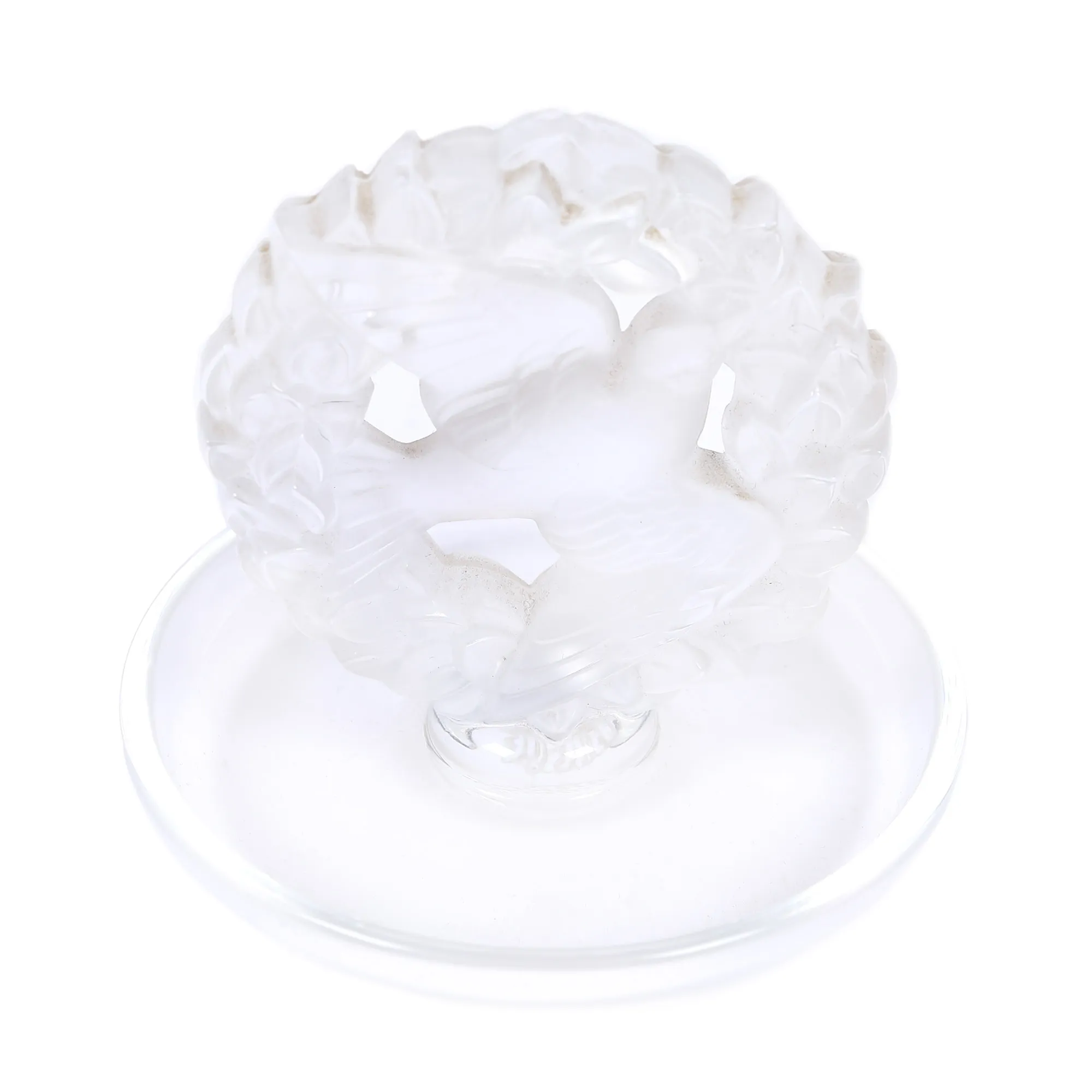 ”La Colombe de la Paix” - Lalique crystal paperweight, decorated with turtle dove