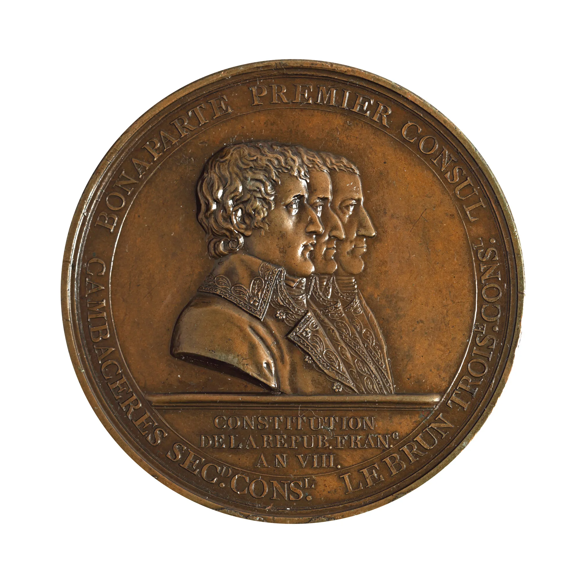 Medalia ”Consulatul Bonaparte, Cambaceres, LeBrun”, gravor Nicolas-Marie Gatteaux, 1800