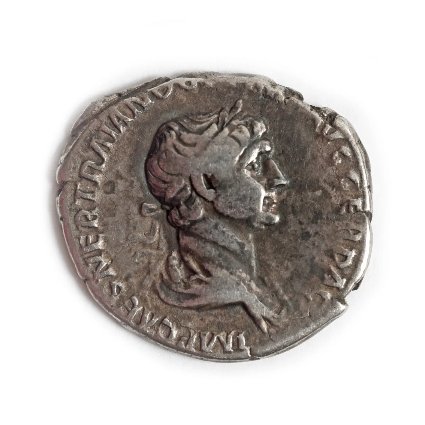 Monedă Denarius, Traian, tip Columna, monumentul dedicat victoriei asupra Daciei, 107 e.n., argint