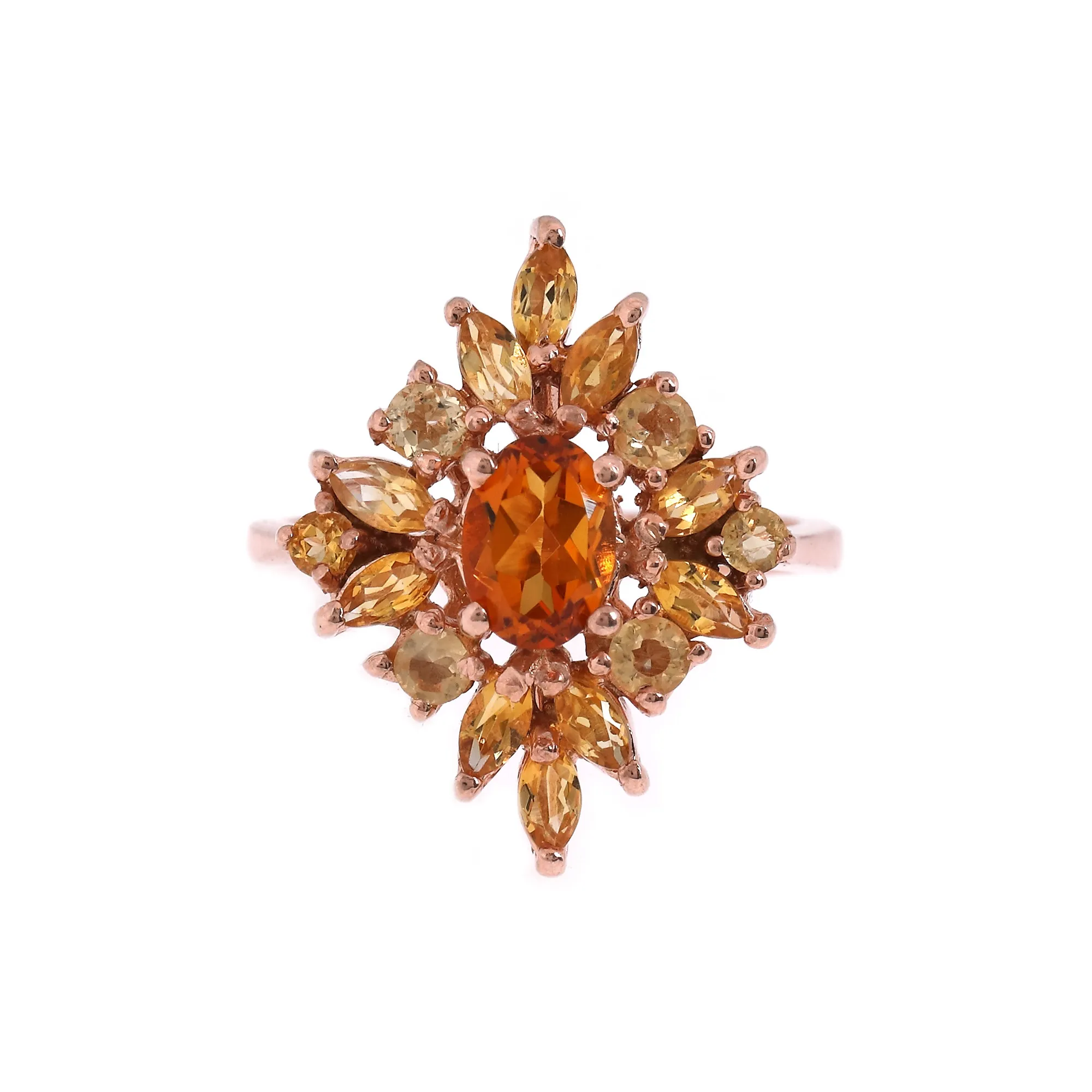 Inel din argint aurit, decorat cu citrine