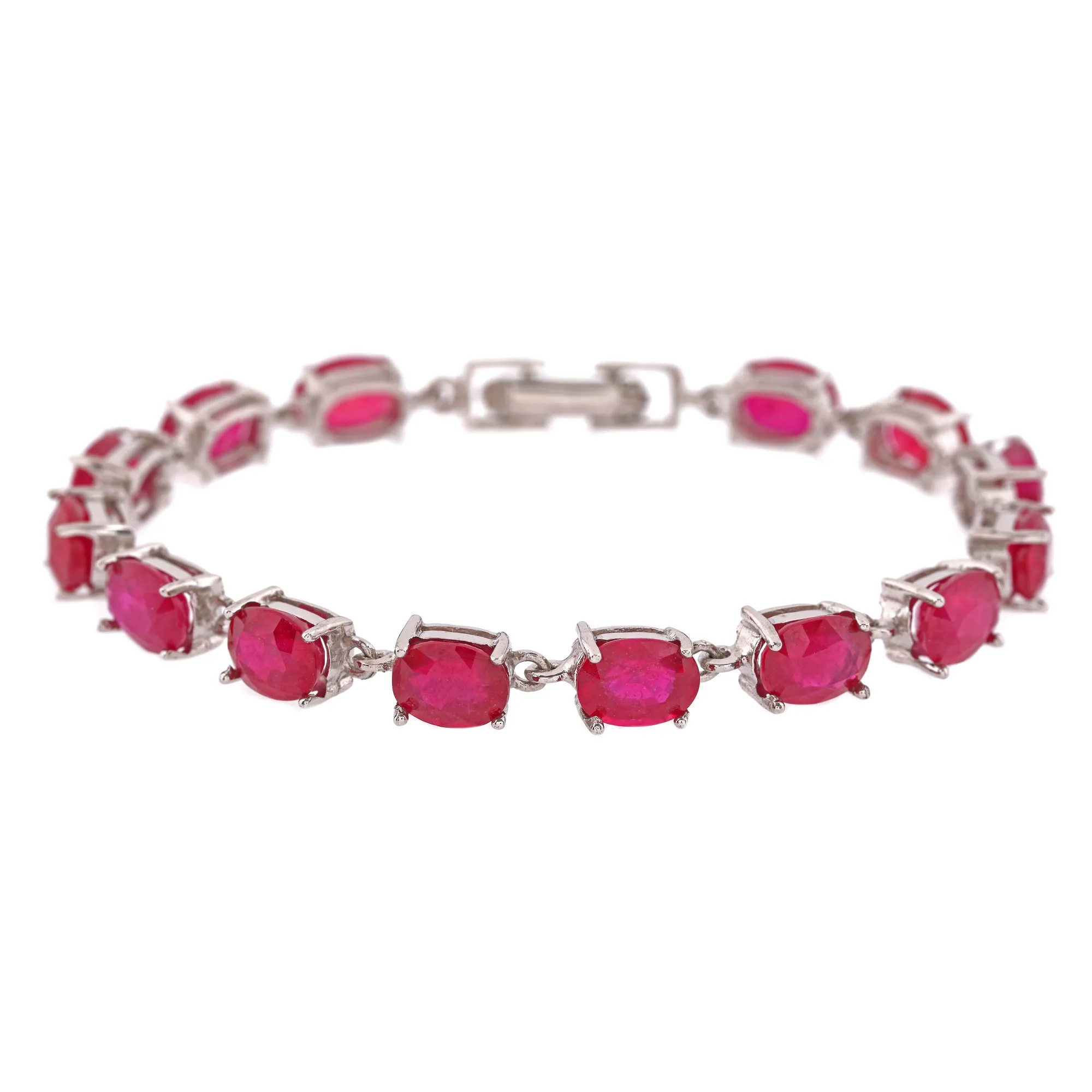 Silver bracelet decorated with rubies