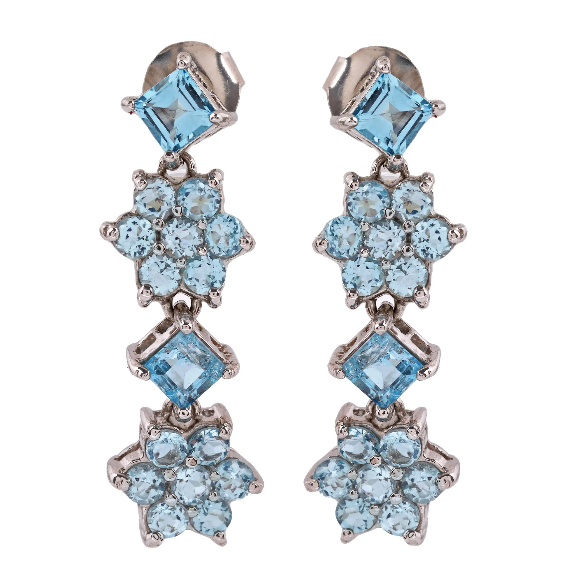 Pair of silver earrings decorated with topazes