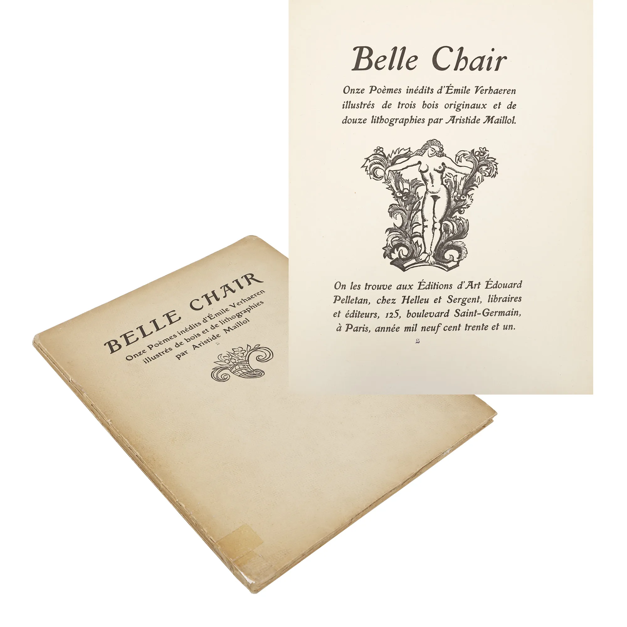 "La Belle Chair" by Emile Verhaeren, with illustrations by Aristide Maillol, Paris, 1931, copy numbered 45 out of 75, collector's item