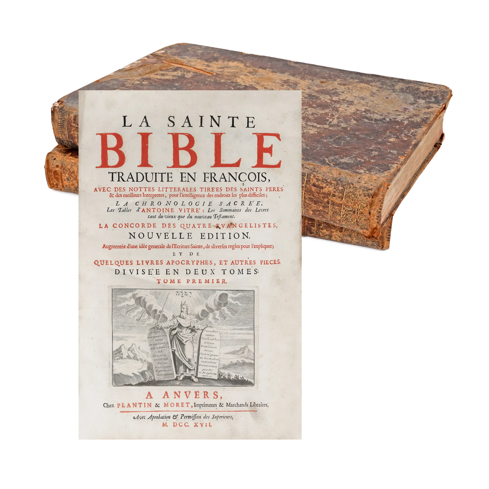 "Biblia" ("Bible"), translated by Antoine Vitré, two volumes, French, Antwerp, 1717