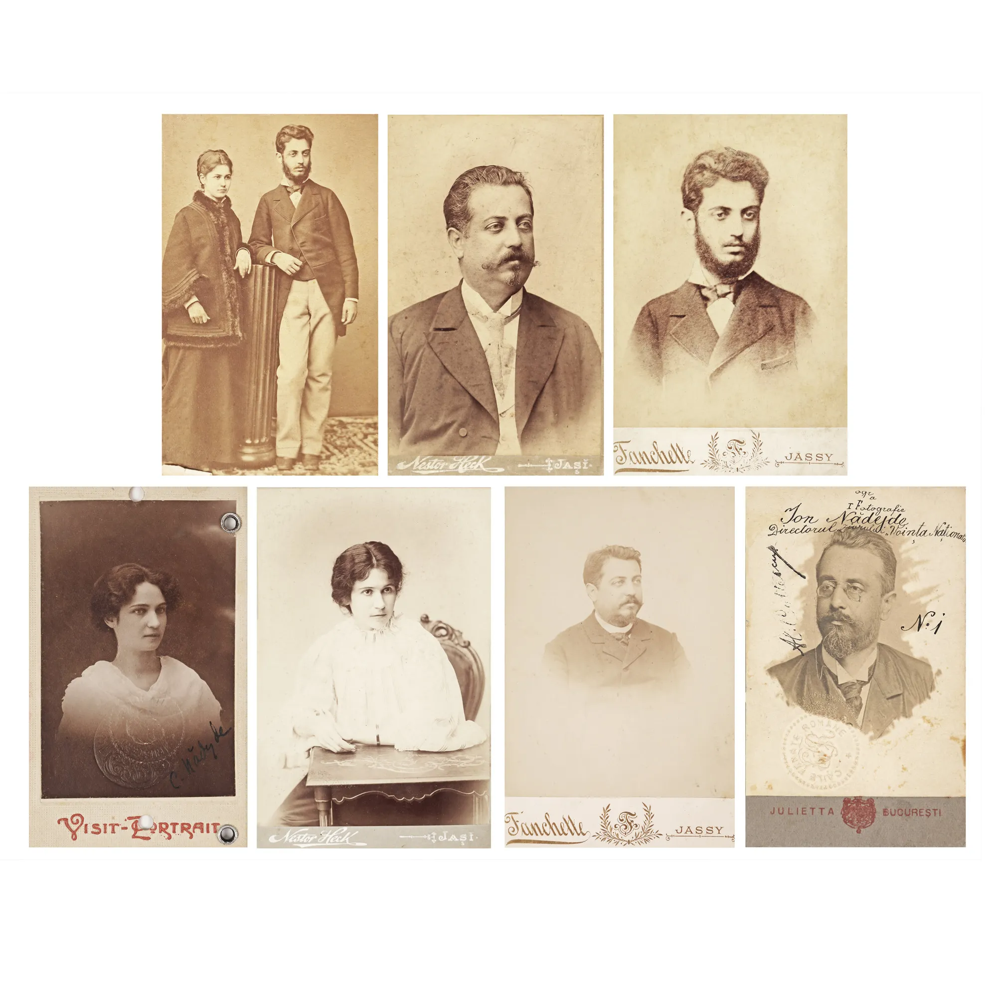 Lot of seven photographs, illustrating Ioan Nădejde and his family, early 20th century