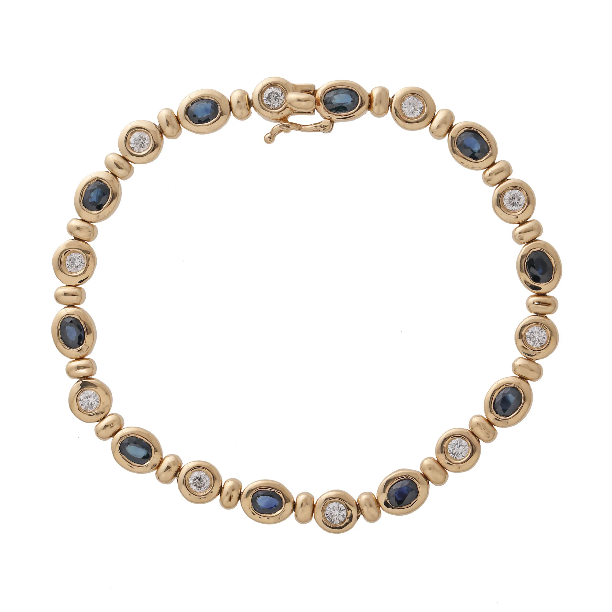Gold bracelet, decorated with sapphires and diamonds