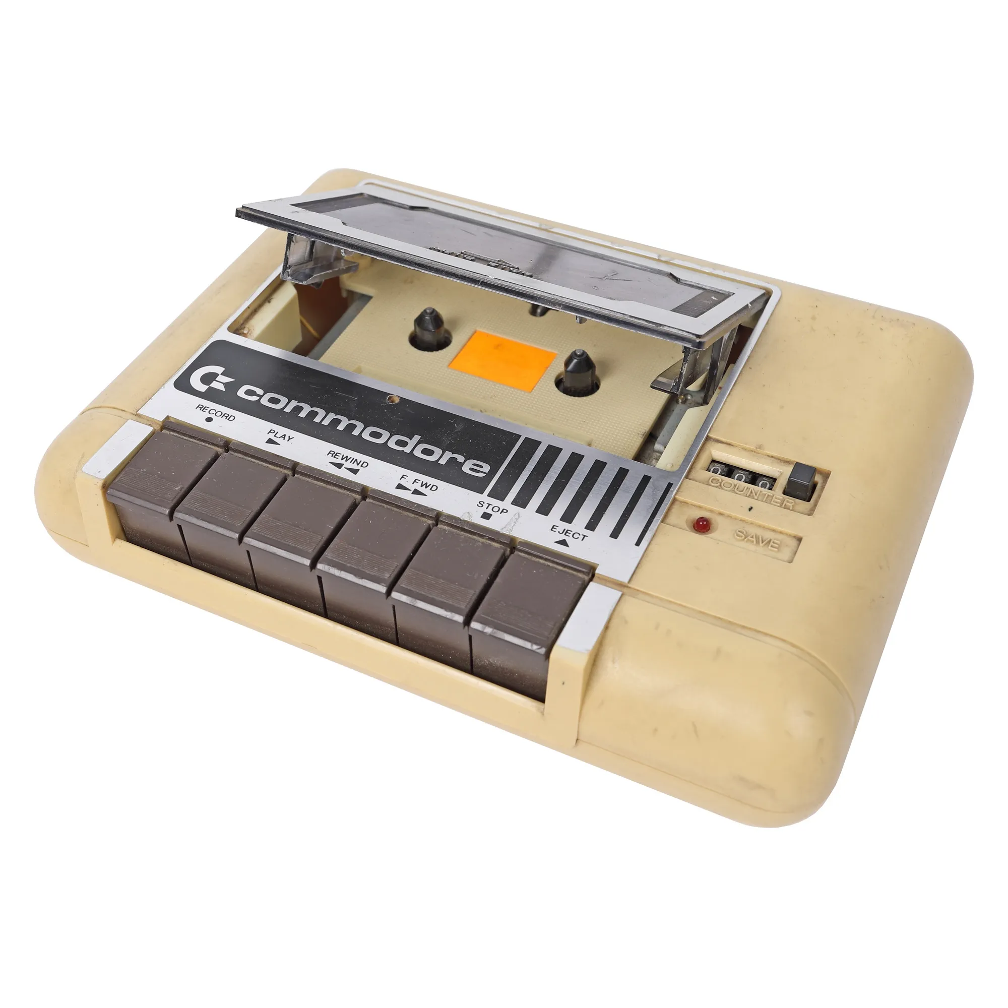 Commodore 1530 Datasette - data storage device through cassettes, U.S.A., approx. 1977-1989