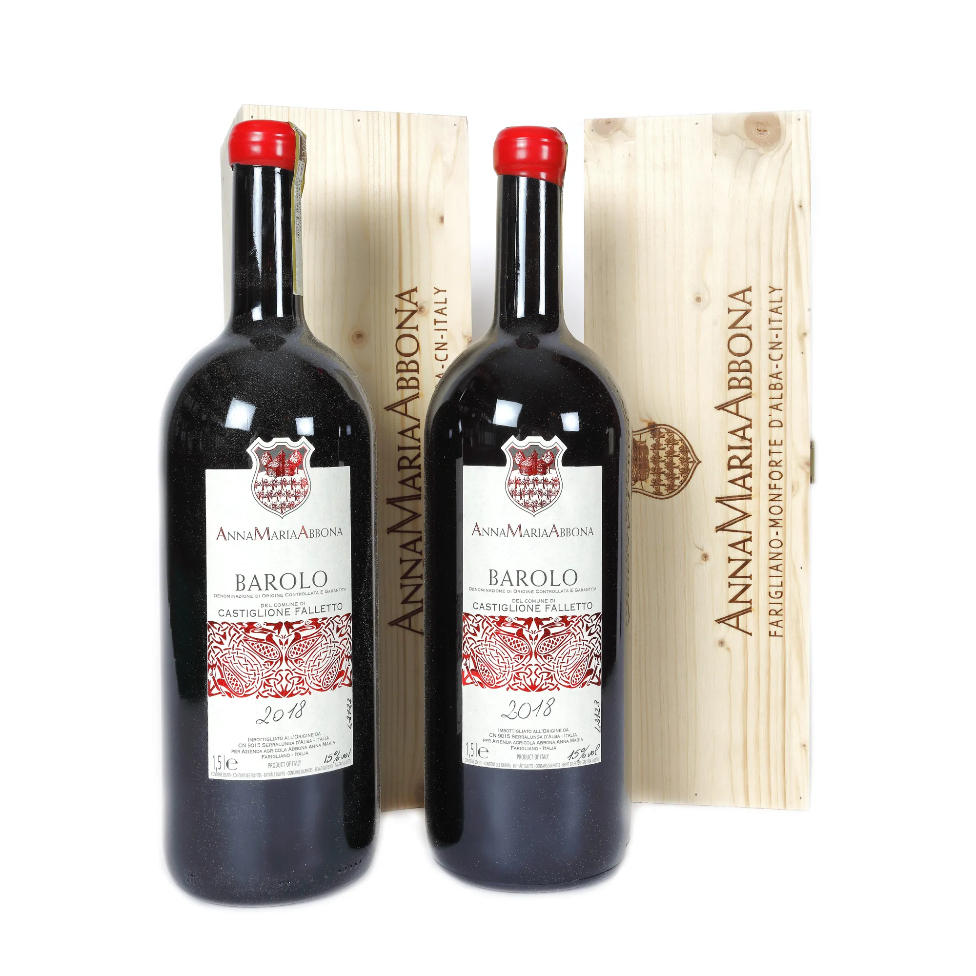 Abbona Barolo "Castiglione Falletto" 2018, 2st x 1,5l, în cutia de lemn originală