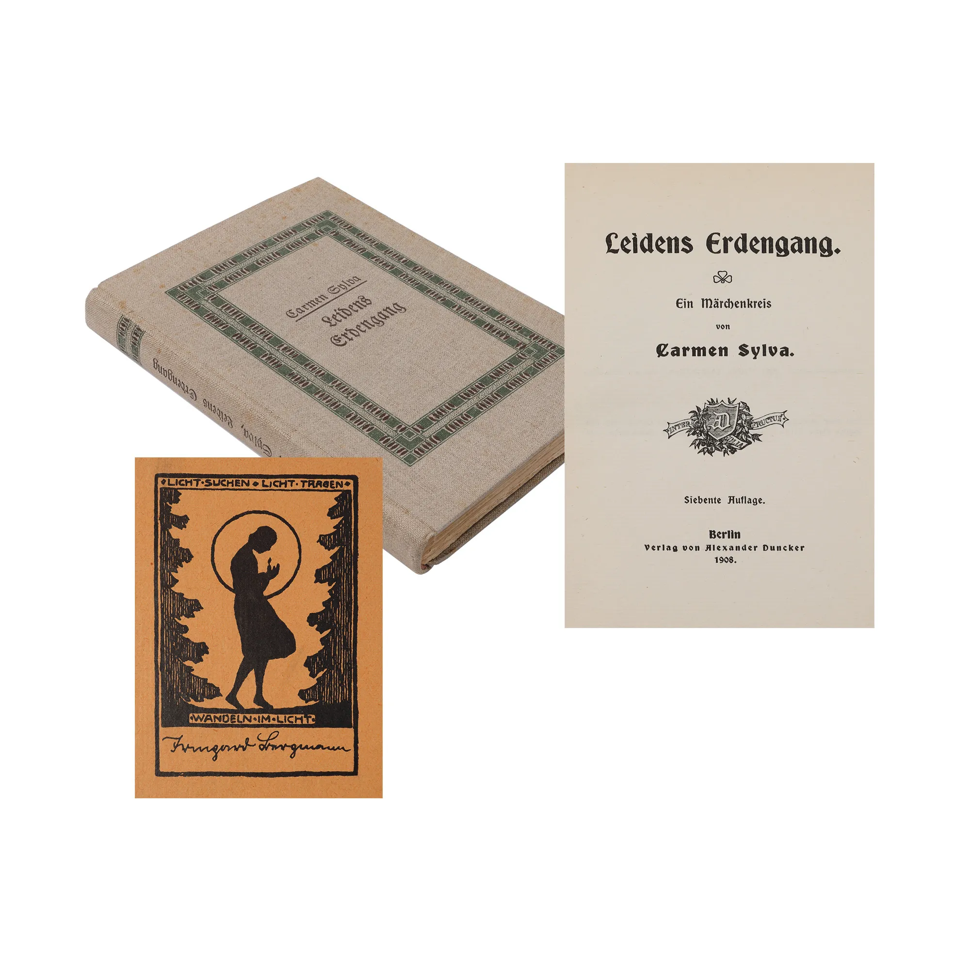 „Suferință pământeană", de Carmen Sylva, germană, Berlin, 1908, cu ex-libris