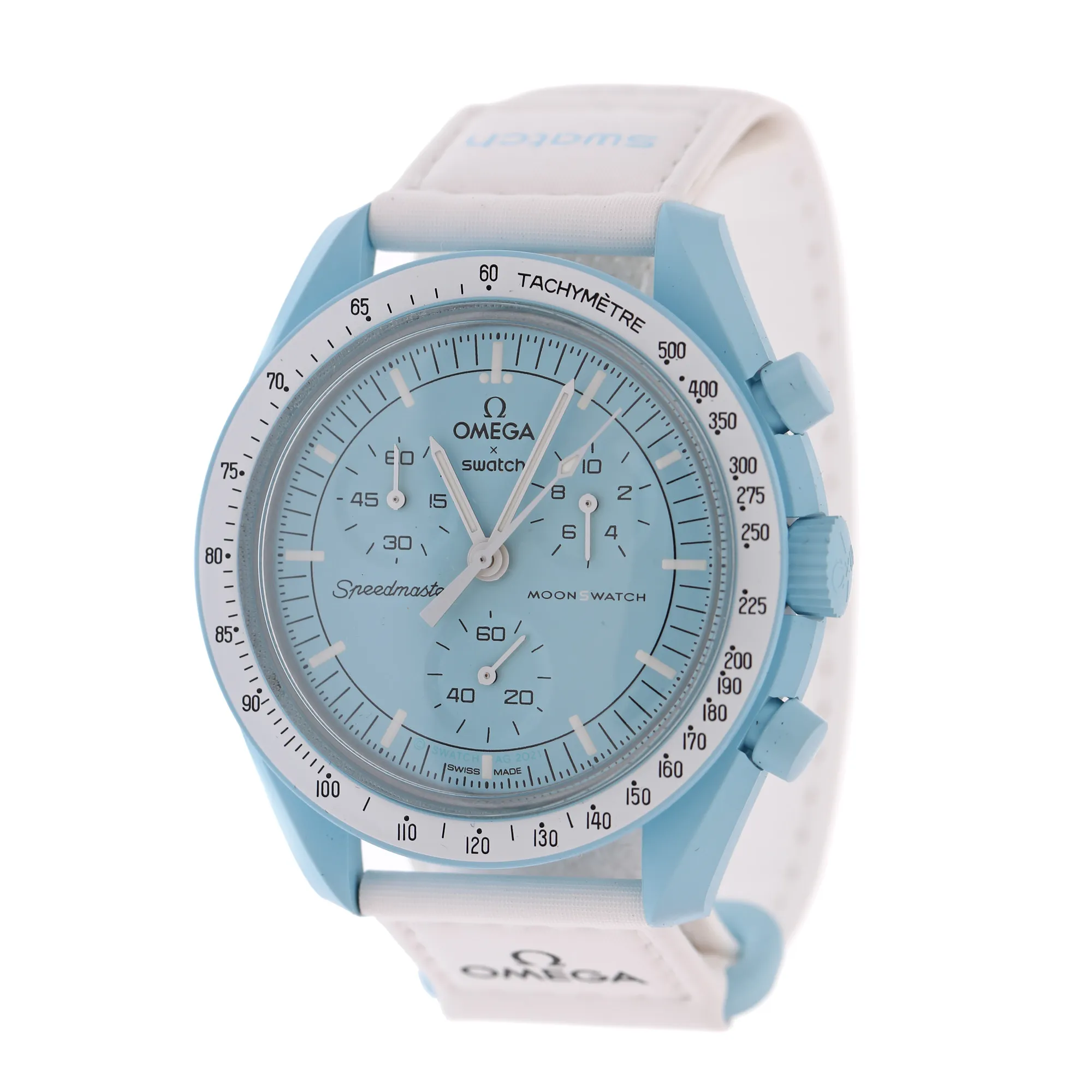 Ceas Omega Swatch MoonSwatch Mission to Uranus, de mână, unisex, nou, în cutia originală, cu carte de garanție