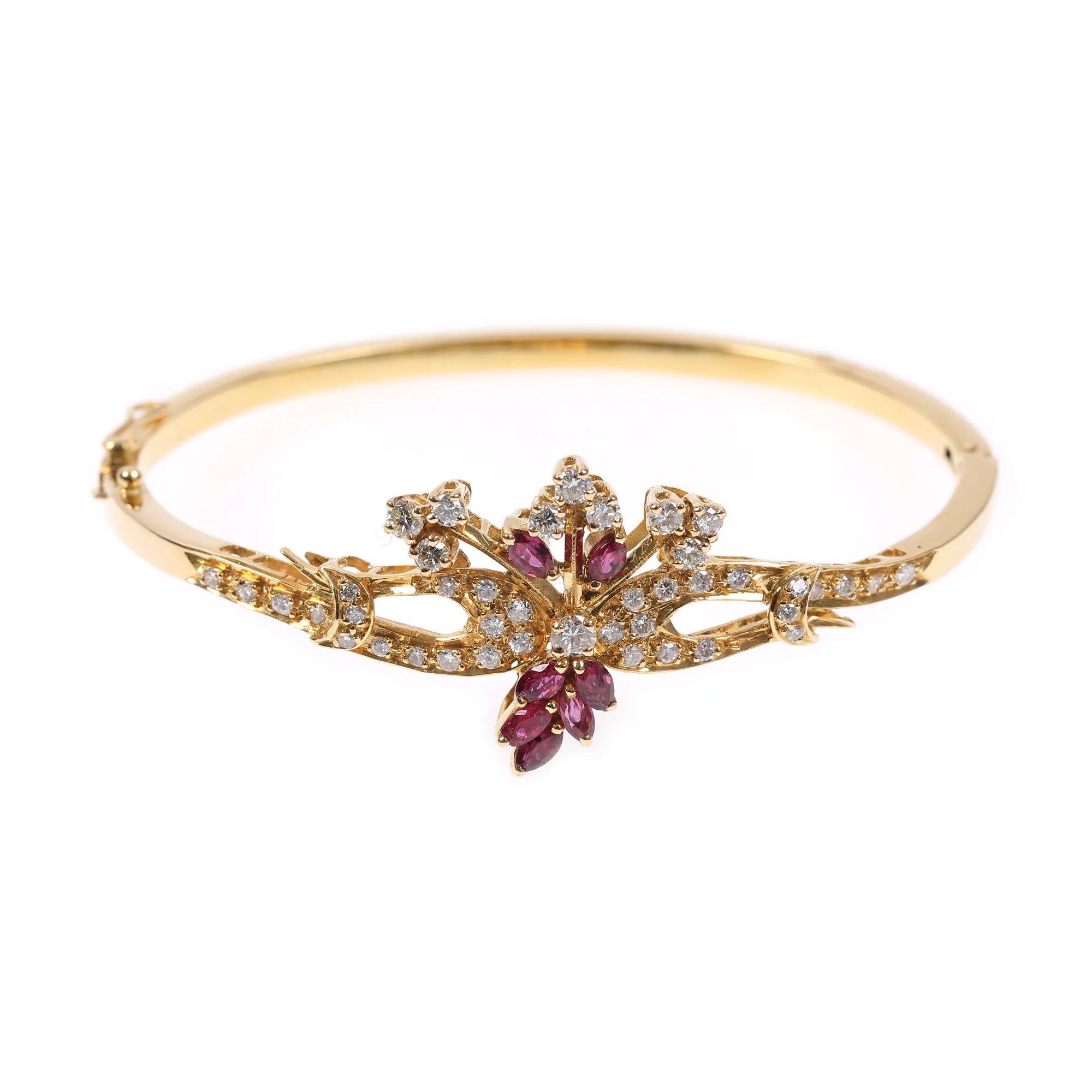Gold bracelet, decorated with rubies and diamonds