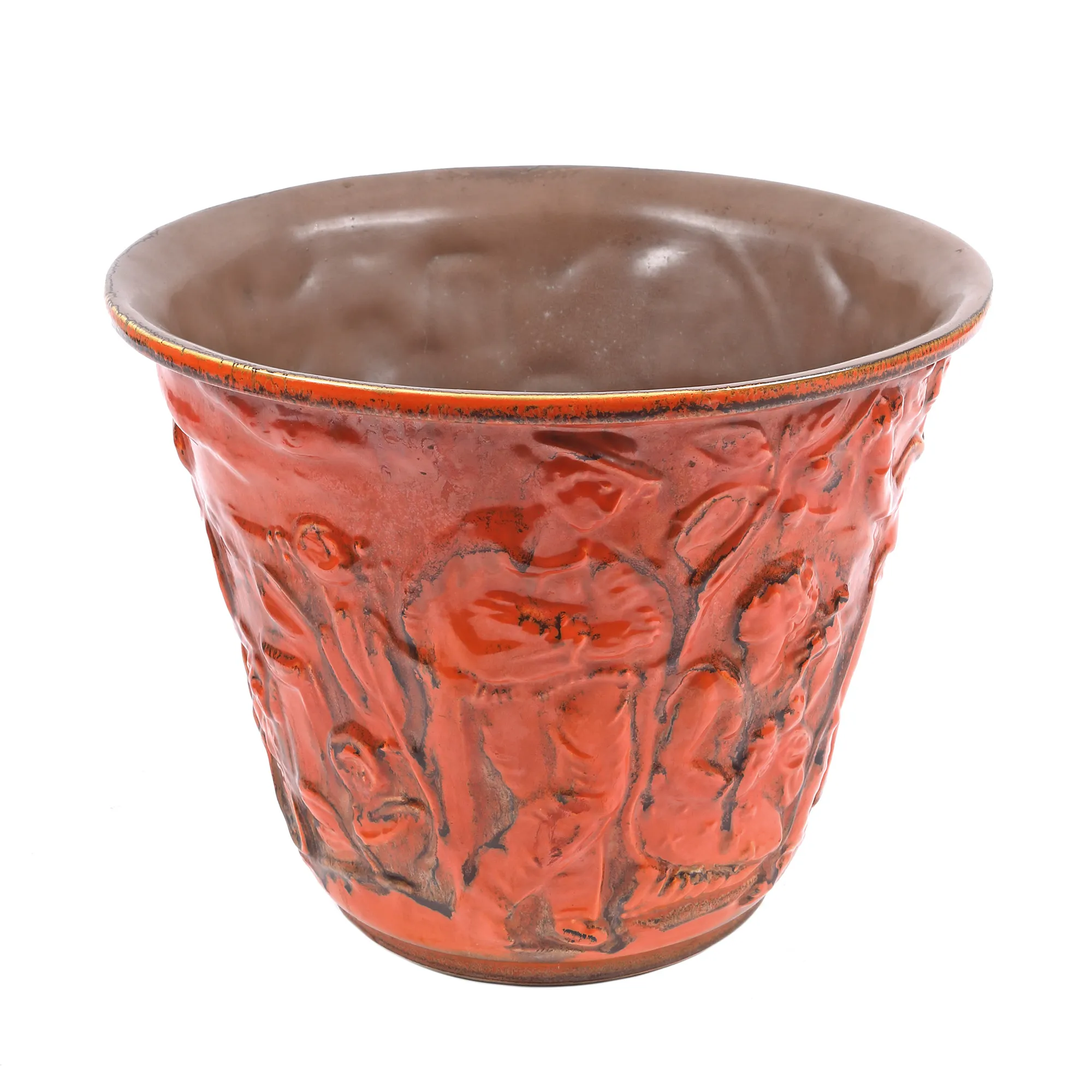 Cache-pot din ceramică Villeroy & Boch, decorat cu scene de gen, cca. 1920-1935