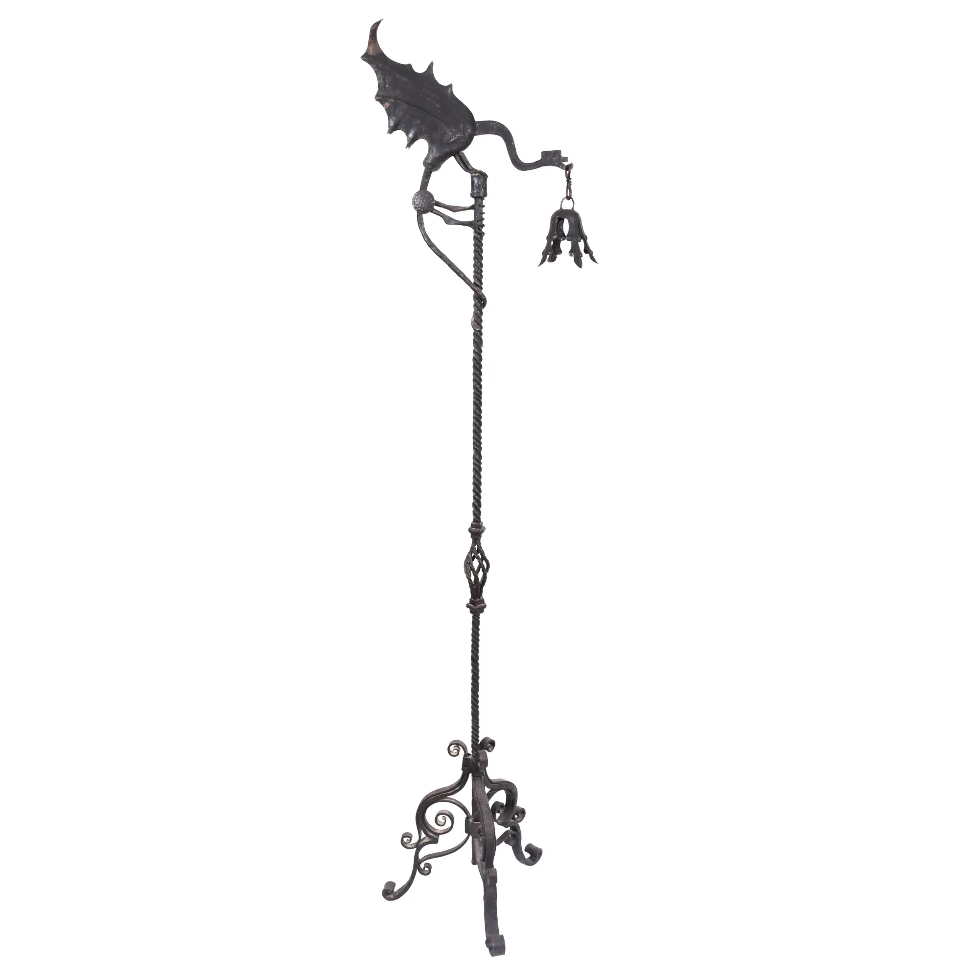 Art Deco wrought iron lamp, with Moorish-inspired decoration, ca. 1920-1940, rare, collectible piece