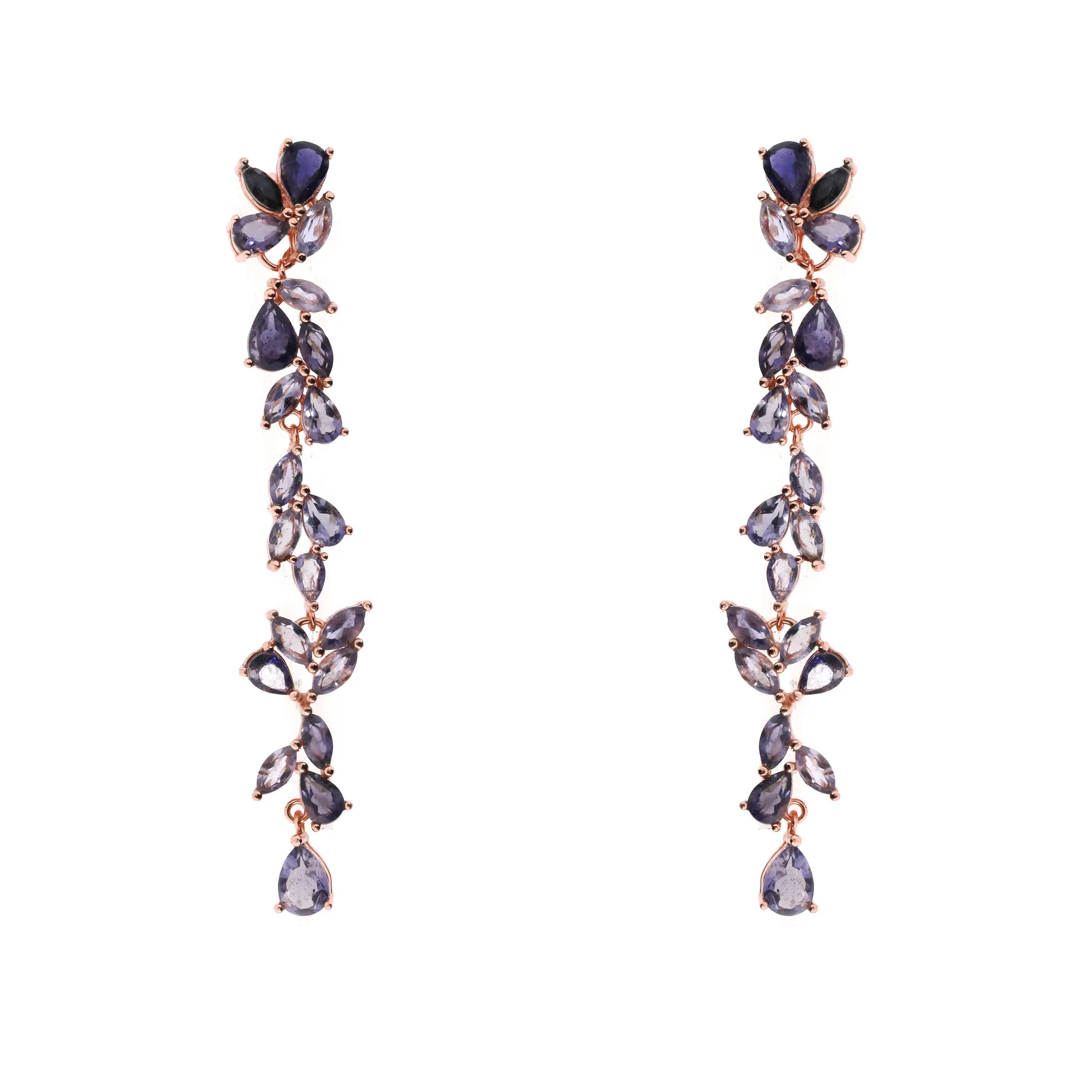 Pair of gold earrings, decorated with citrines