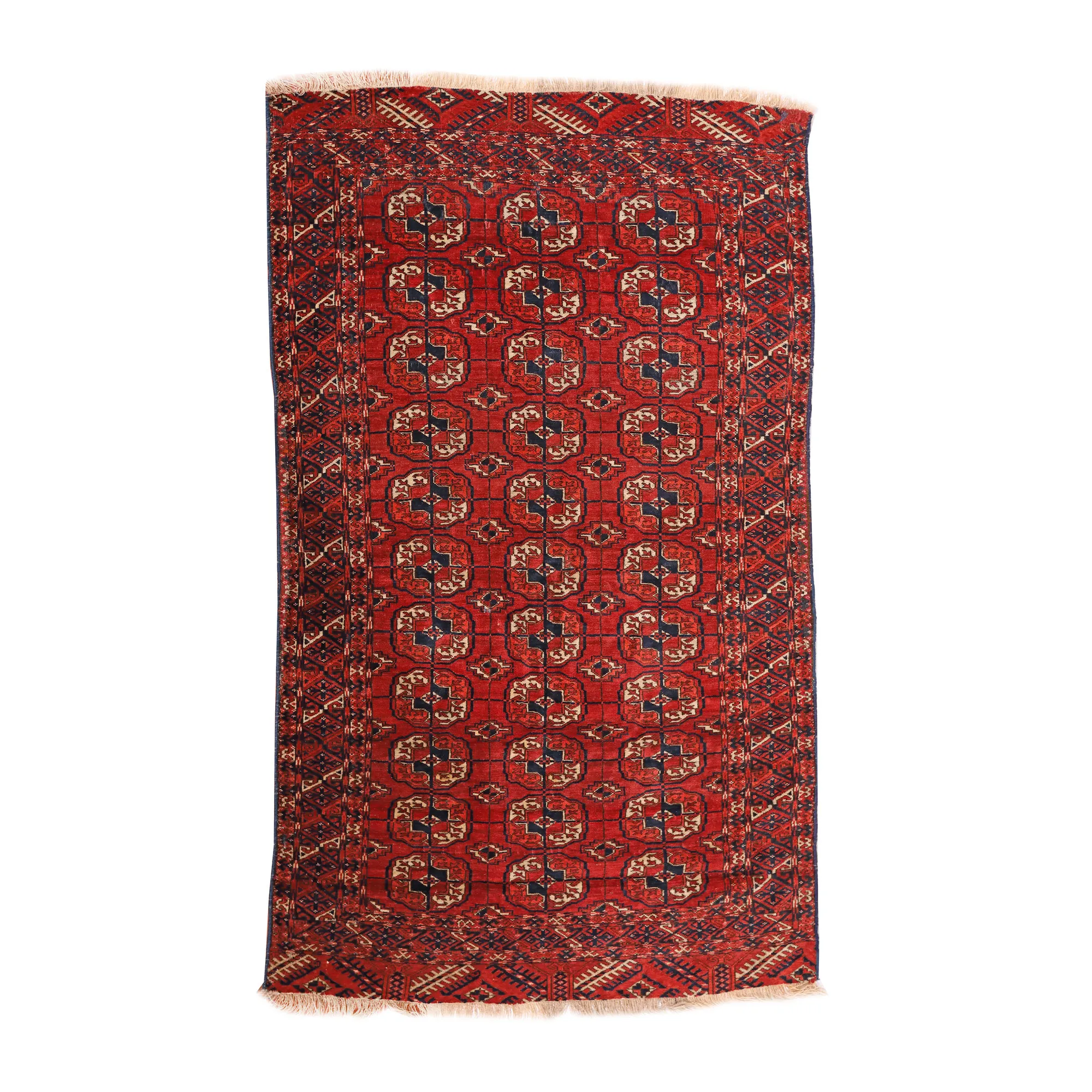 Covor Tekke Buhara din lână, decorat cu motive tradiționale specifice, Turkmenistan, cca. 1900
