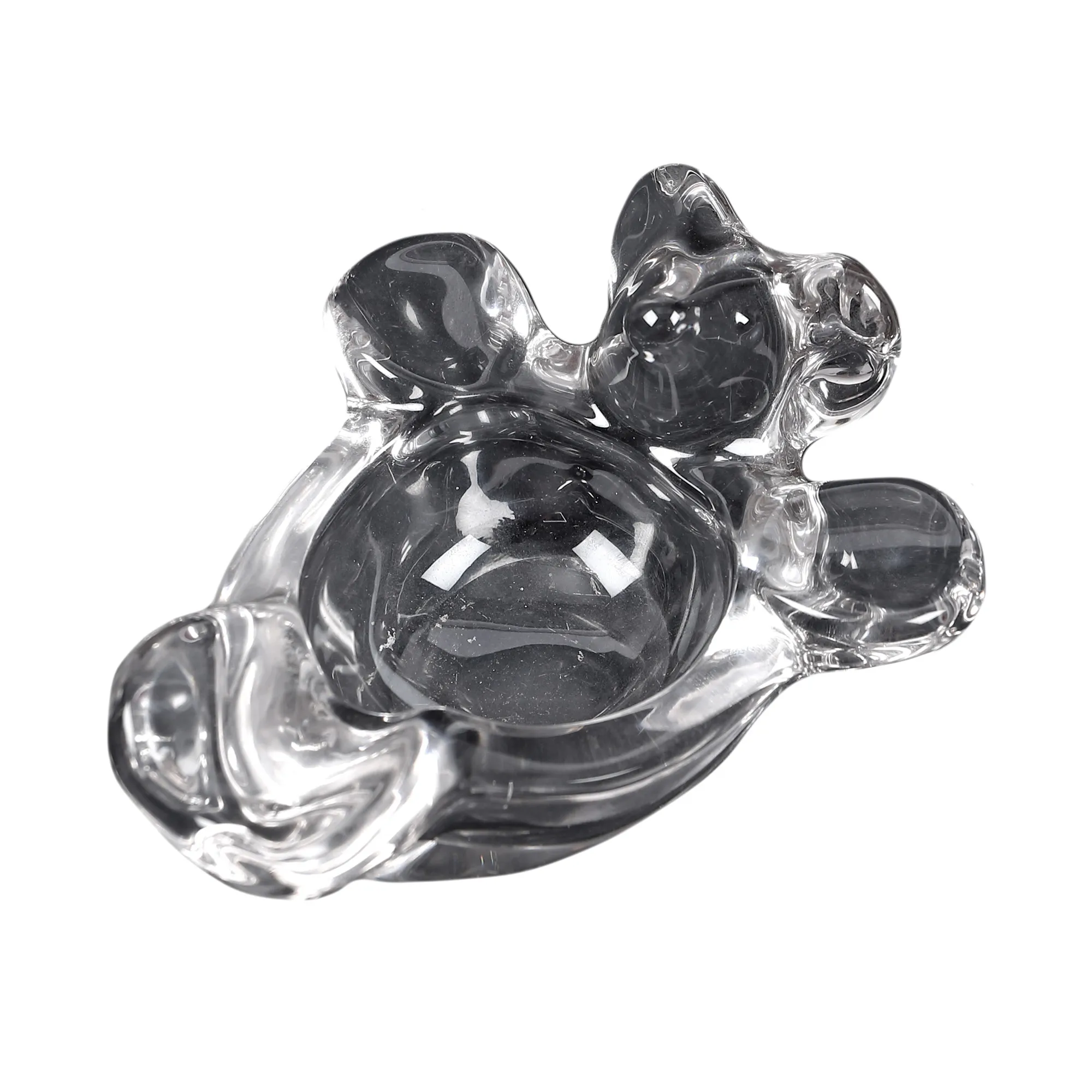 Scrumieră Mid-Century din cristal Vannes Le Châtel, in formă de urs