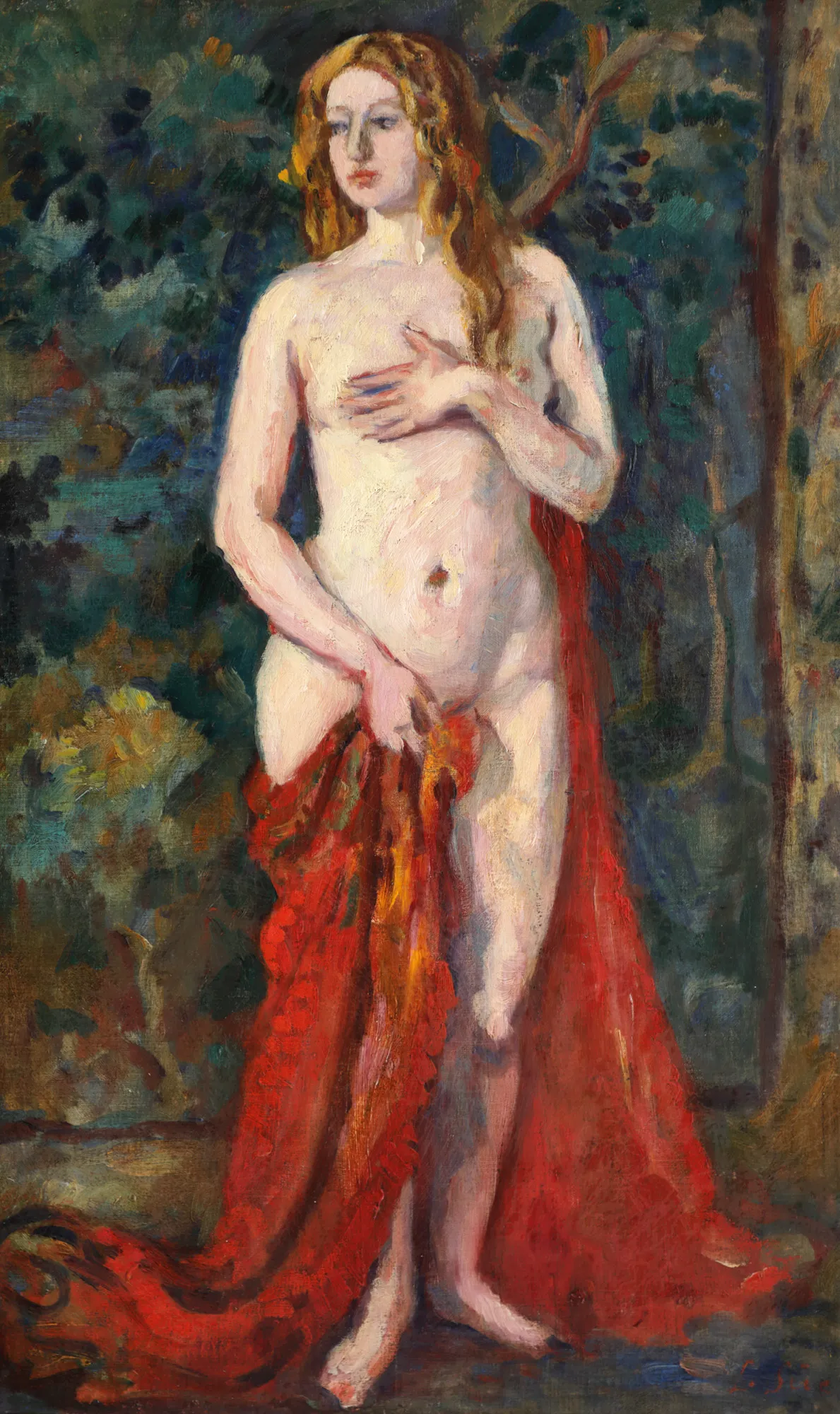 Nud cu șal roșu