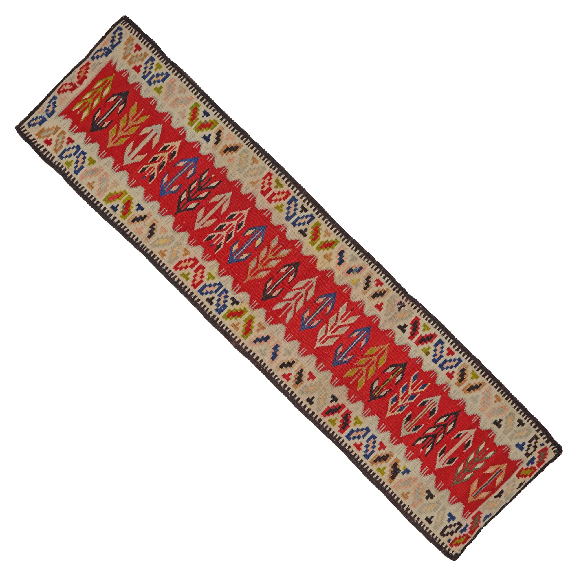 Wool rug from Oltenia, decorated with geometric motifs, first half of the 20th century, from the collection of the artist Eugenia Iftodi