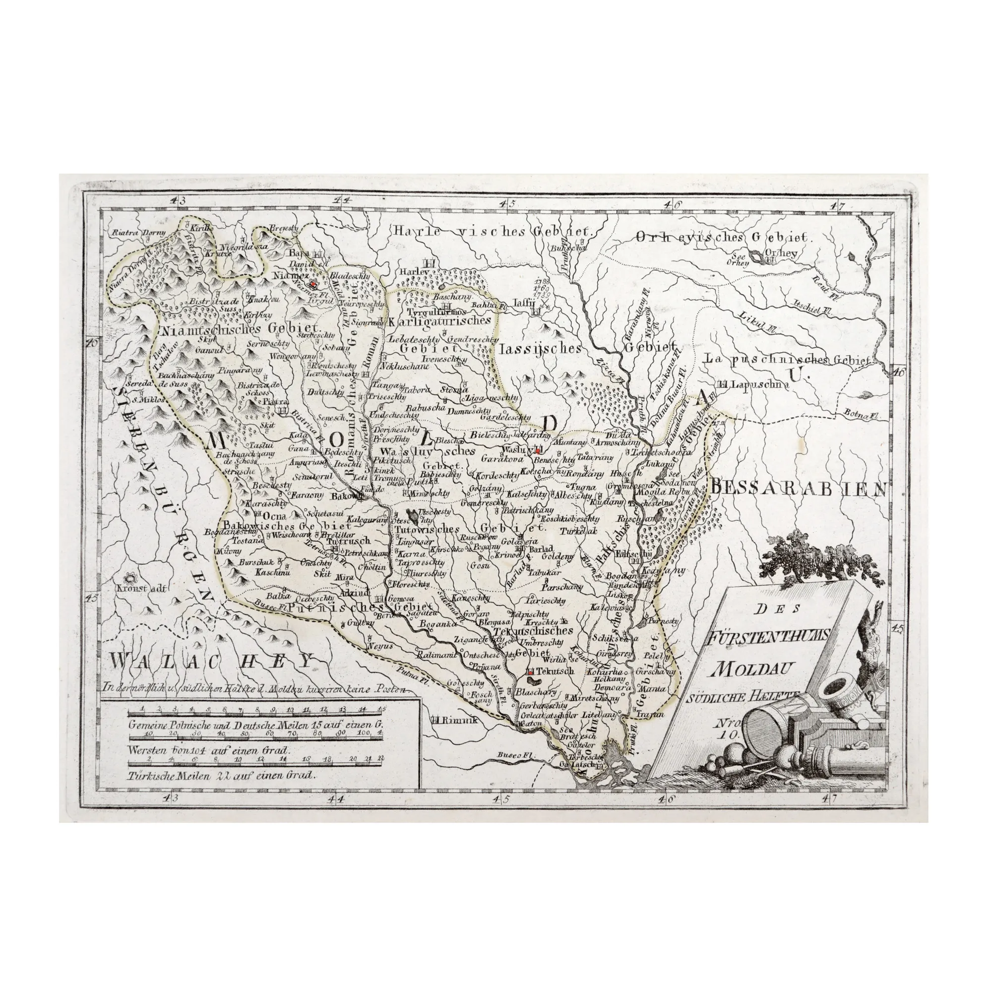 "South Moldova" map, by Joseph von Reilly, Viena, 1791